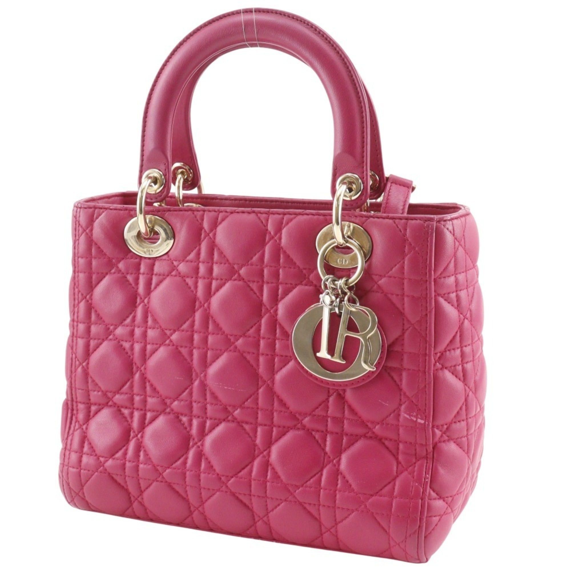 Dior Christian Dior Lady Medium Handbag Cannage Lambskin Pink 2-Way for Women Size ONE SIZE - 2 Thumbnail