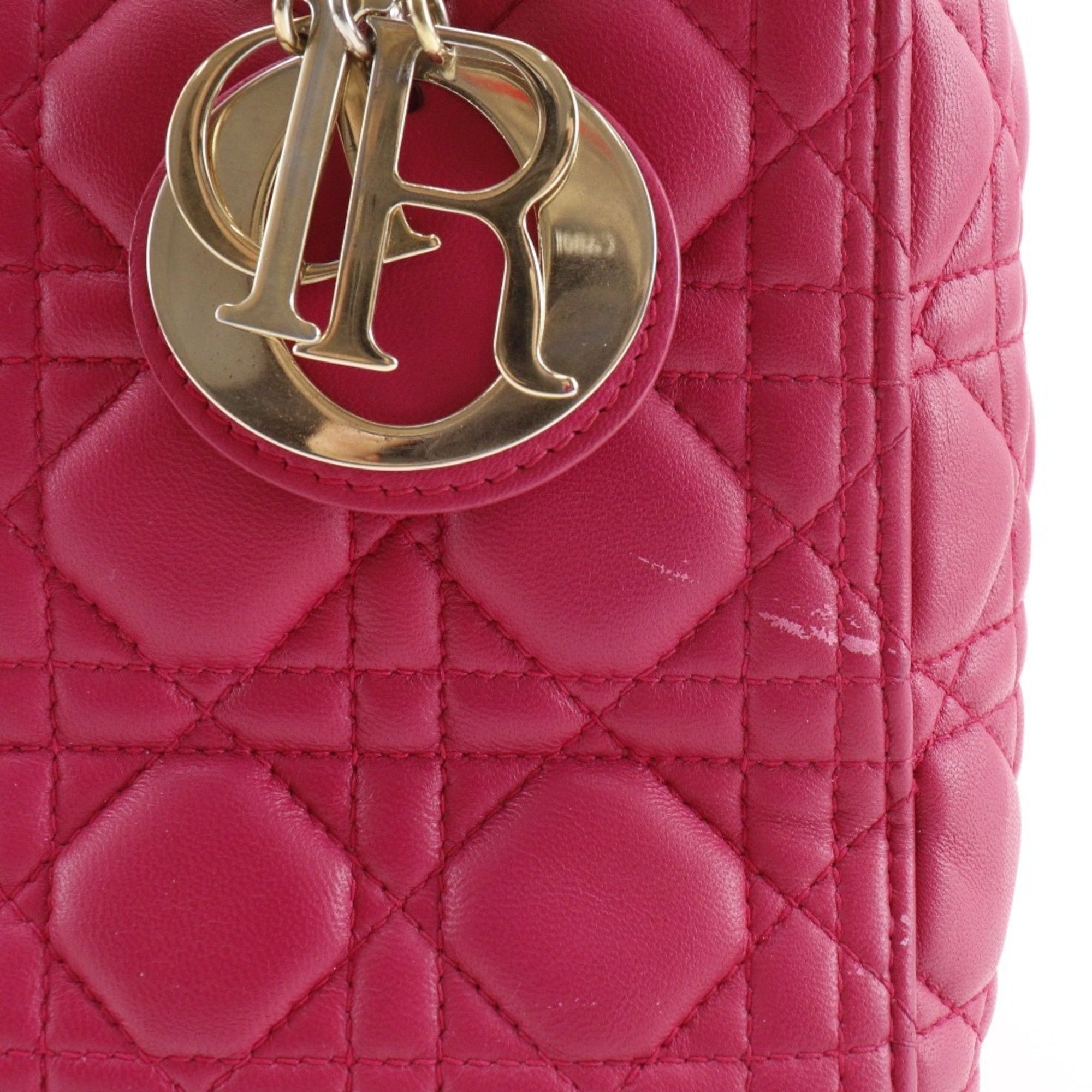 Dior Christian Dior Lady Medium Handbag Cannage Lambskin Pink 2-Way for Women Size ONE SIZE - 17 Thumbnail