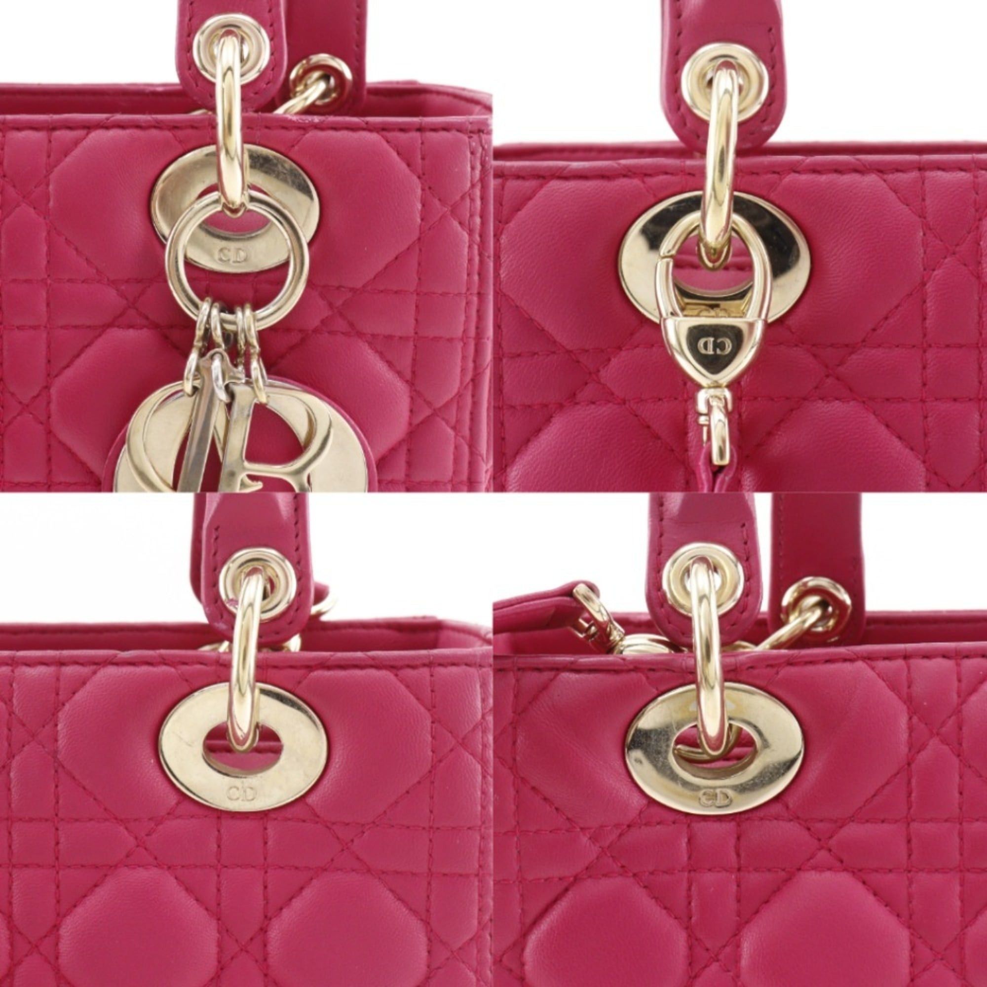 Dior Christian Dior Lady Medium Handbag Cannage Lambskin Pink 2-Way for Women Size ONE SIZE - 15 Thumbnail