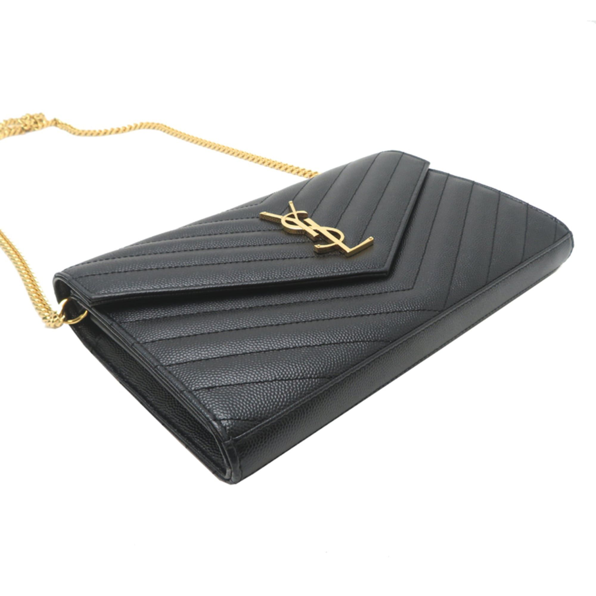 Saint Laurent Paris Saint Laurent Paris Cassandra Chain Wallet Women's Shoulder Bag 377828 Caviar Leather Black Size ONE SIZE - 3 Thumbnail
