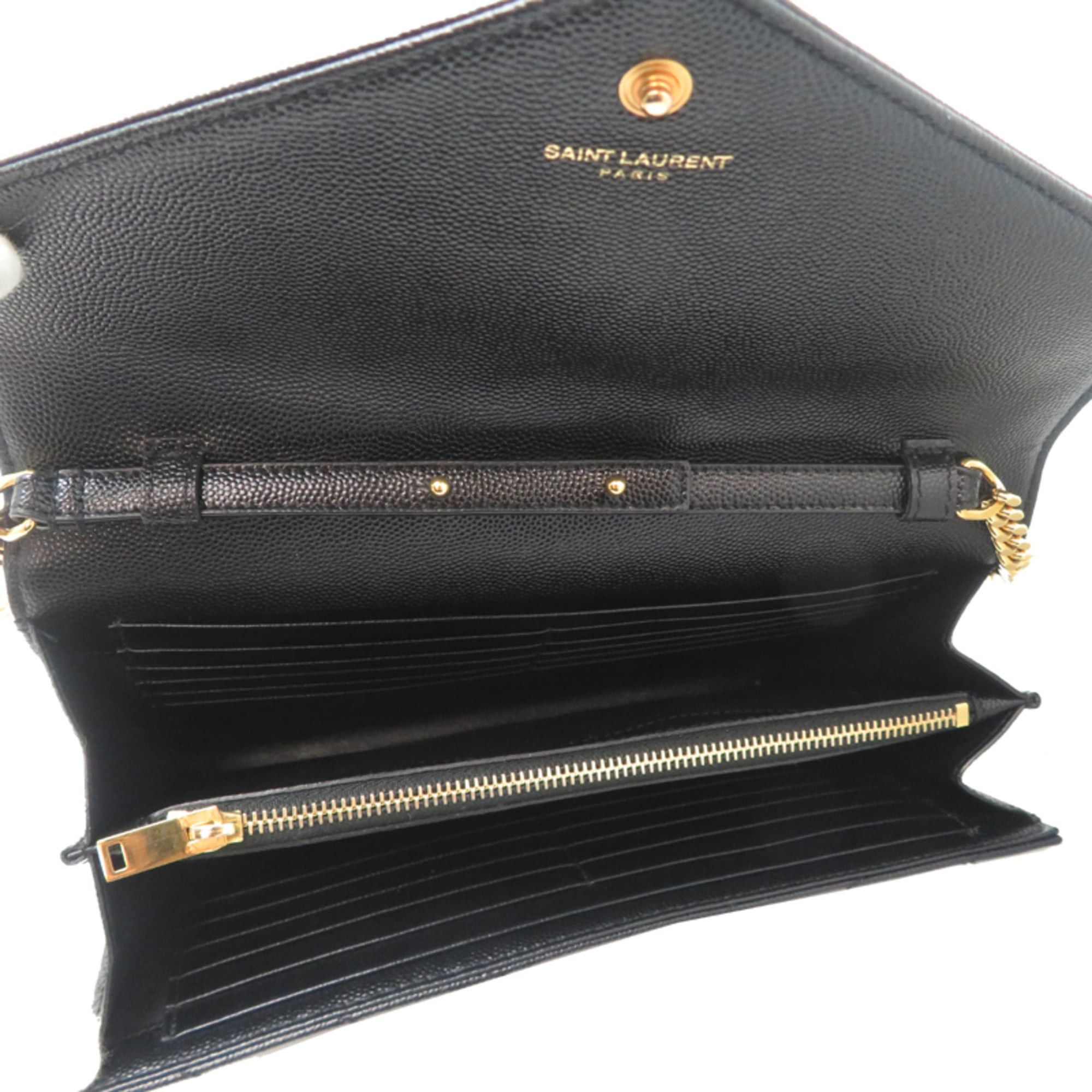 Saint Laurent Paris Saint Laurent Paris Cassandra Chain Wallet Women's Shoulder Bag 377828 Caviar Leather Black Size ONE SIZE - 6 Thumbnail