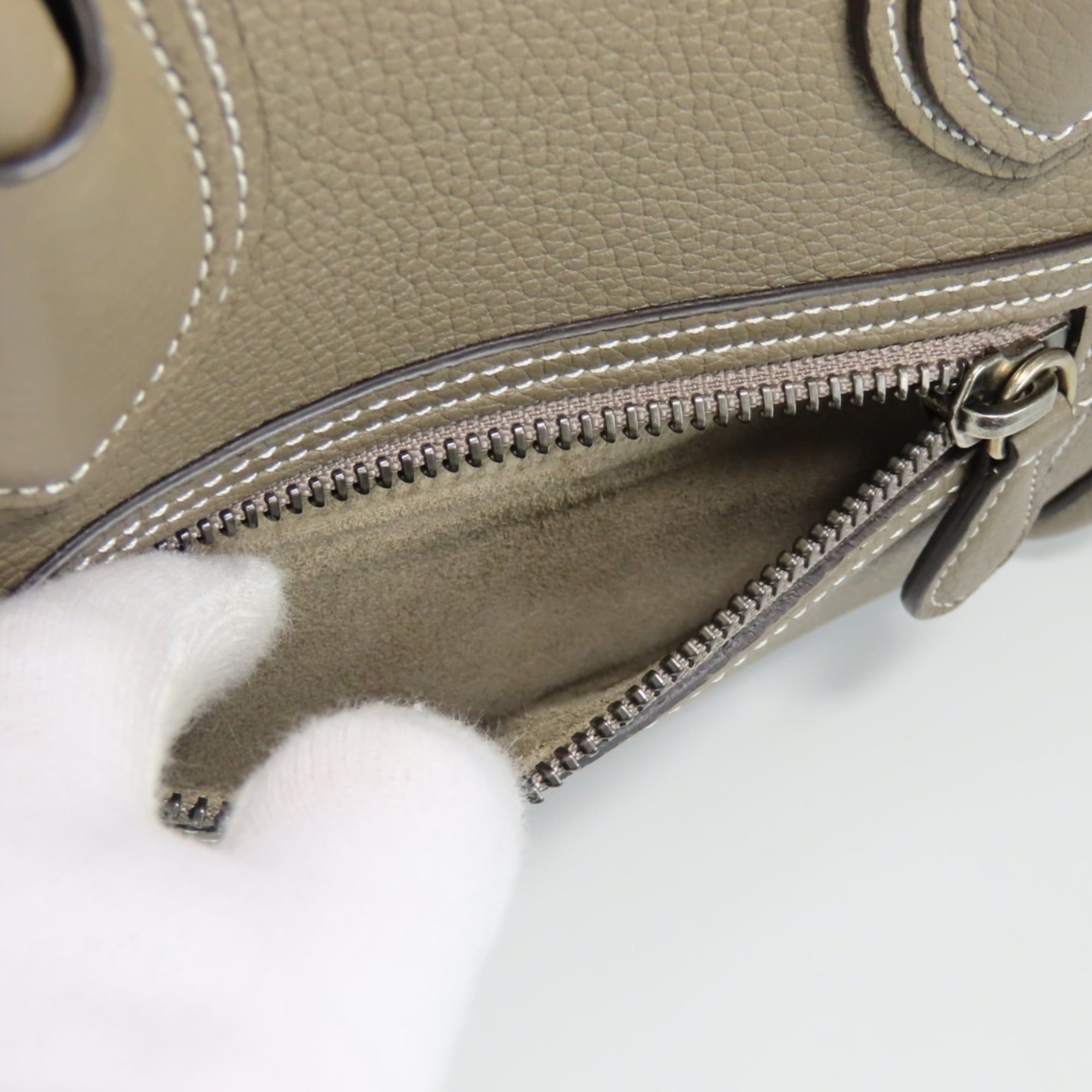 Celine Celine Micro Luggage Tote Bag 189793DRU.09SO, Leather, Greige, Silver Hardware, Women's, CELINE Size ONE SIZE - 12 Thumbnail