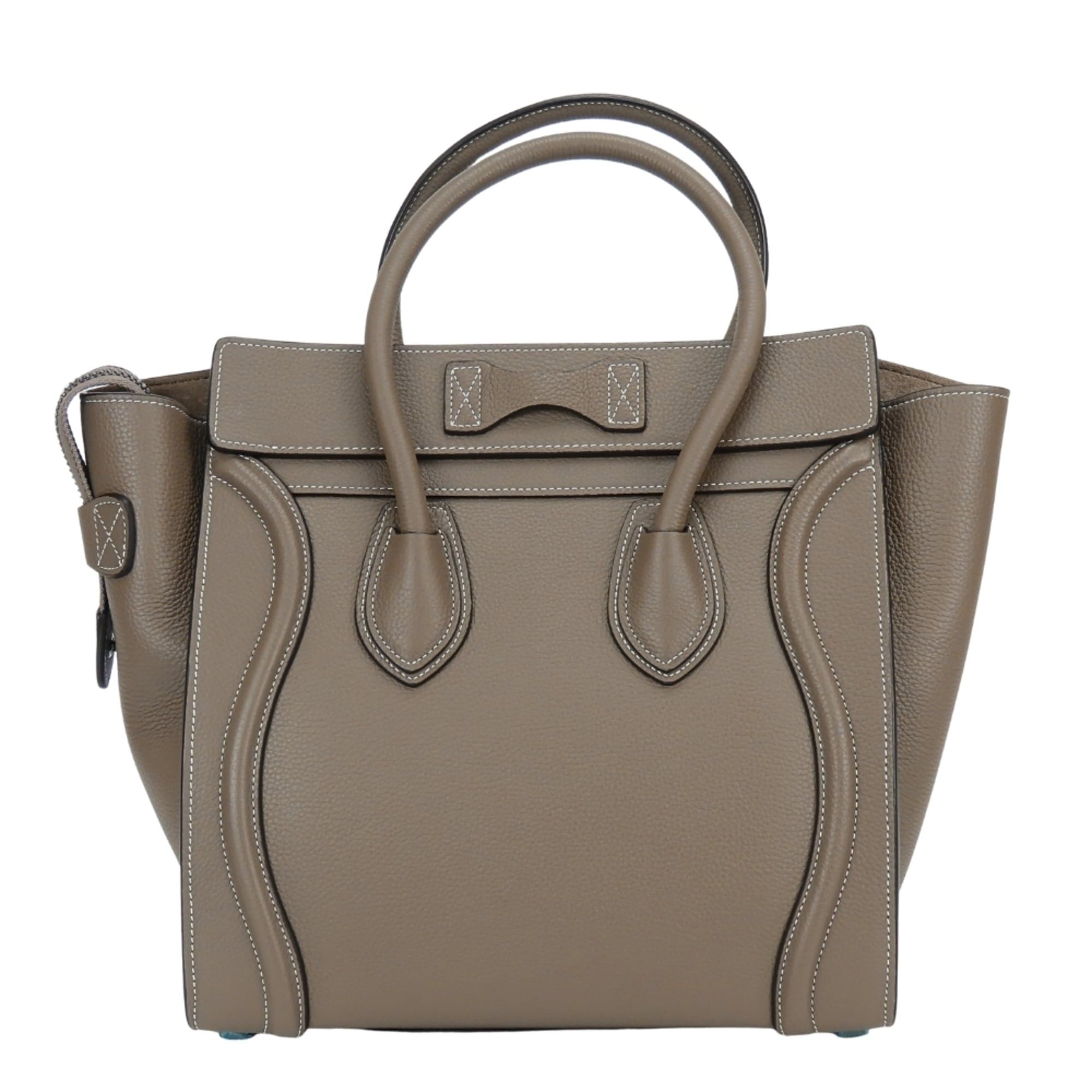 Celine Celine Micro Luggage Tote Bag 189793DRU.09SO, Leather, Greige, Silver Hardware, Women's, CELINE Size ONE SIZE - 4 Thumbnail