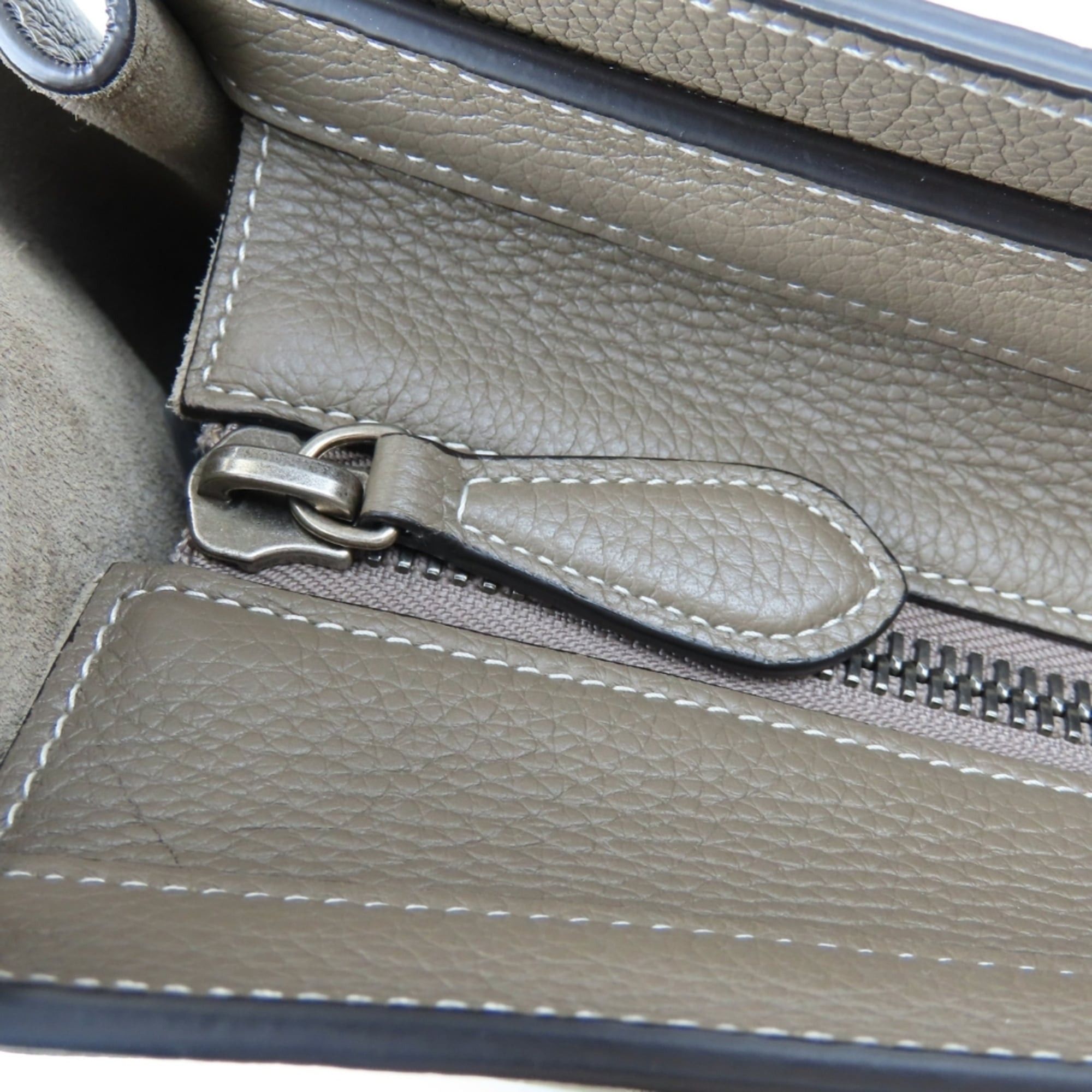Celine Celine Micro Luggage Tote Bag 189793DRU.09SO, Leather, Greige, Silver Hardware, Women's, CELINE Size ONE SIZE - 17 Thumbnail