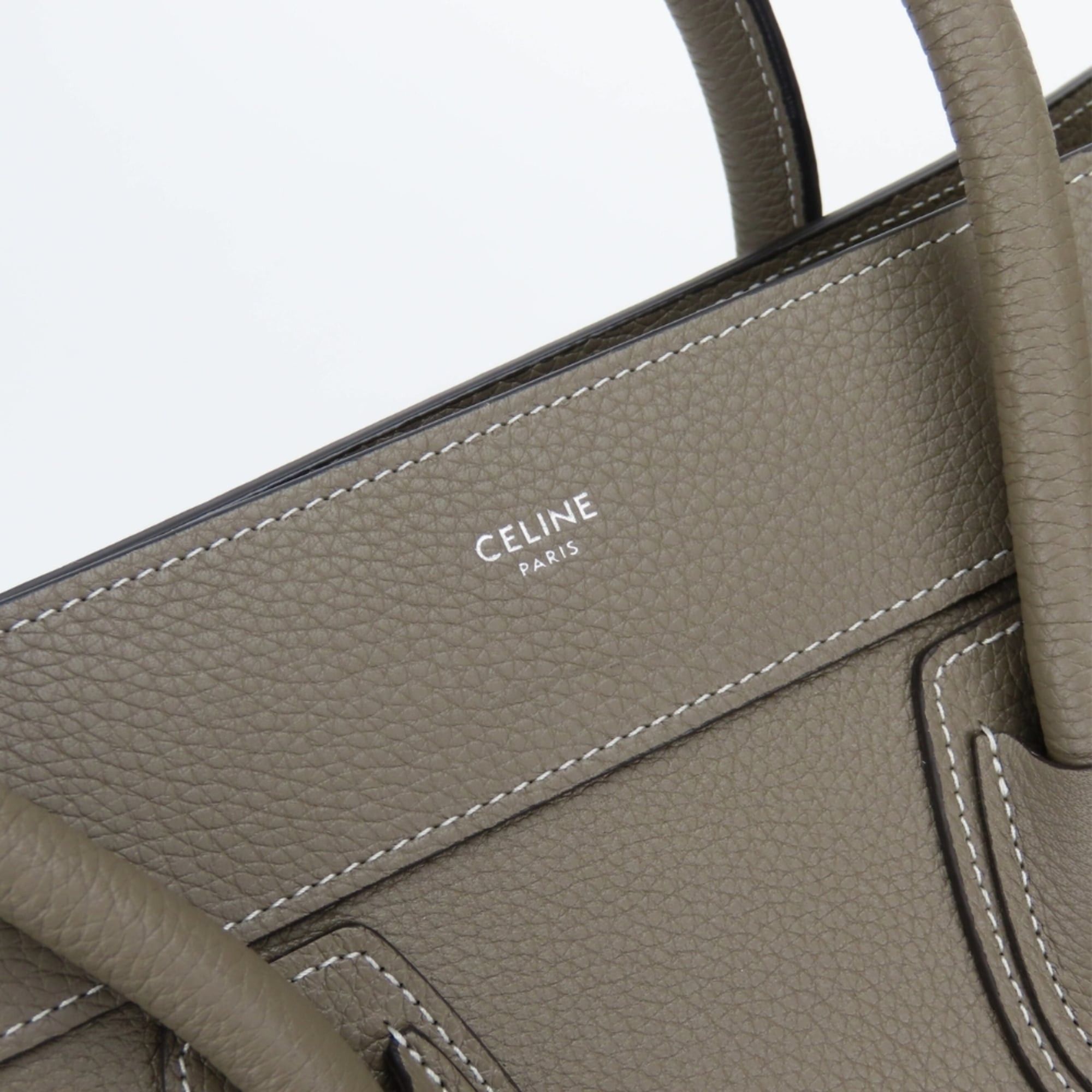Celine Celine Micro Luggage Tote Bag 189793DRU.09SO, Leather, Greige, Silver Hardware, Women's, CELINE Size ONE SIZE - 10 Thumbnail