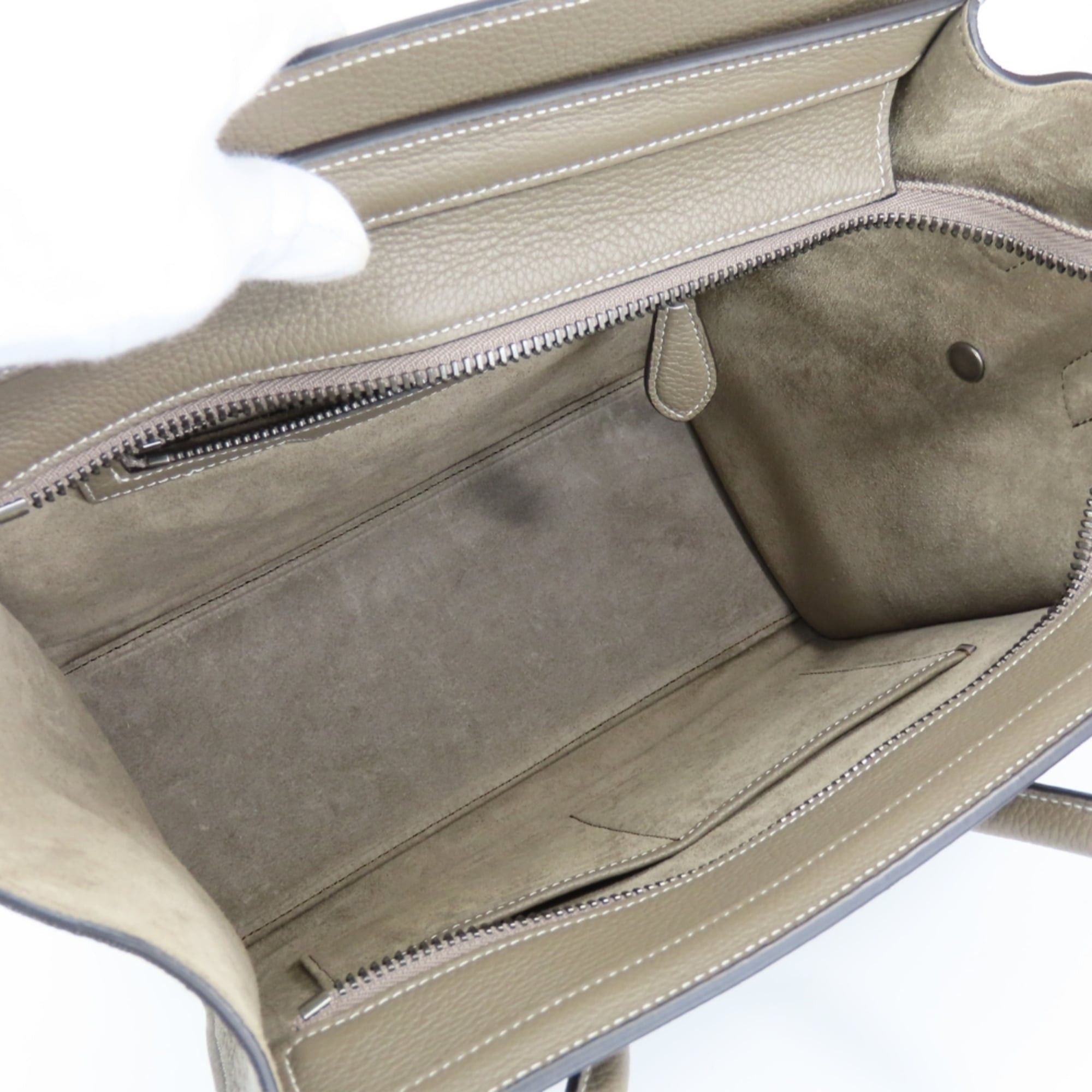 Celine Celine Micro Luggage Tote Bag 189793DRU.09SO, Leather, Greige, Silver Hardware, Women's, CELINE Size ONE SIZE - 18 Thumbnail