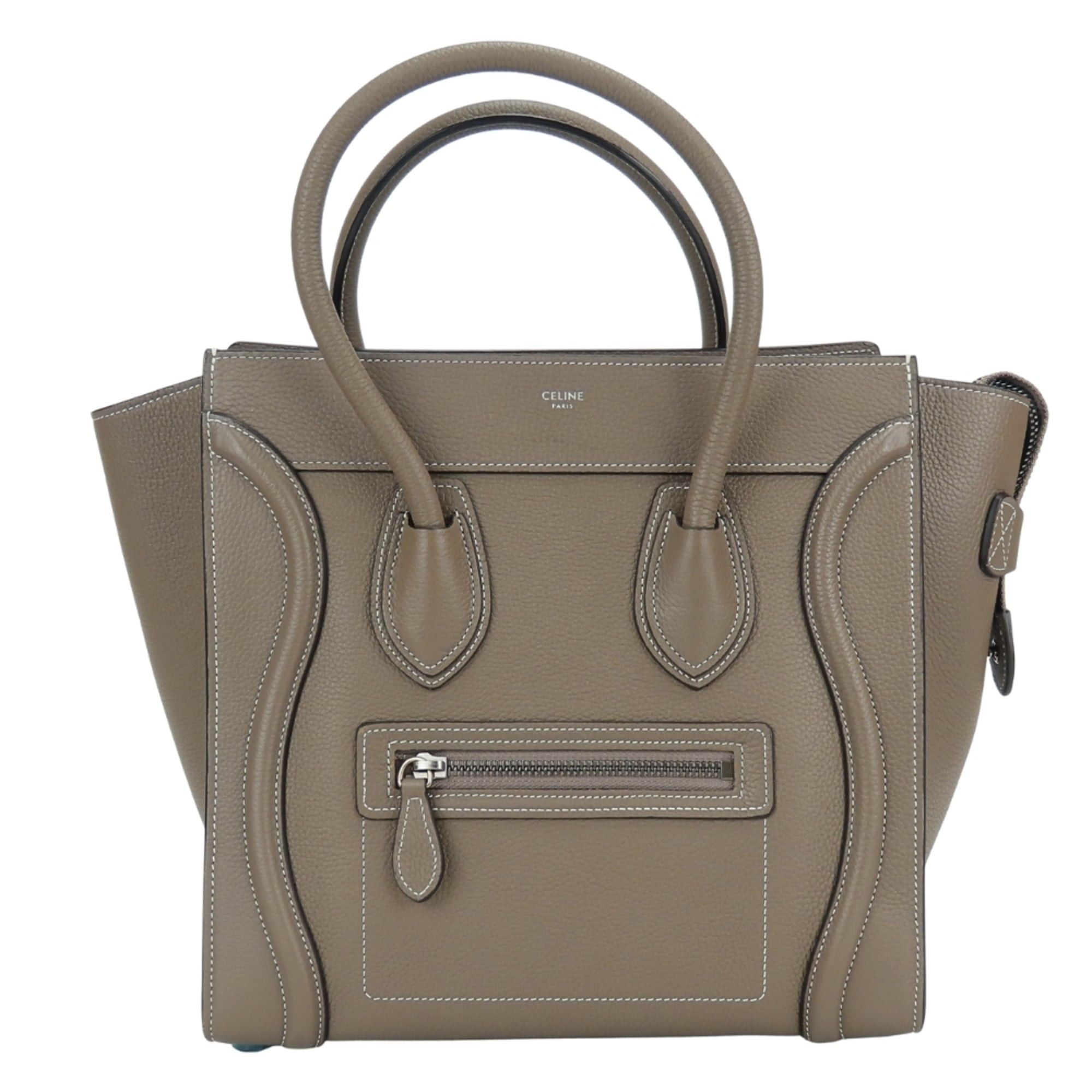 Celine Celine Micro Luggage Tote Bag 189793DRU.09SO, Leather, Greige, Silver Hardware, Women's, CELINE Size ONE SIZE - 2 Thumbnail