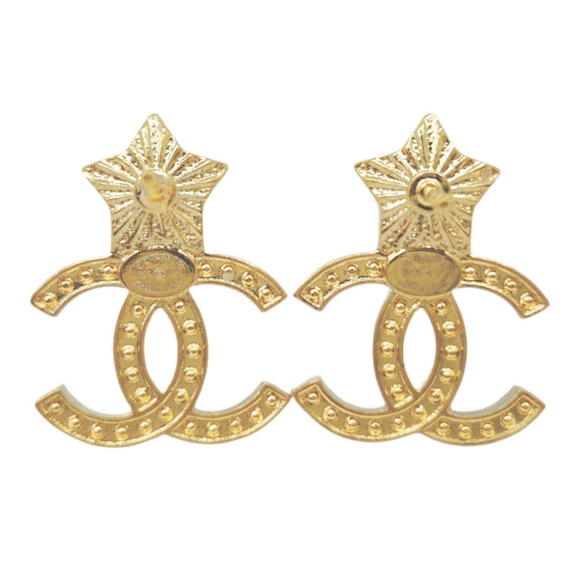 Chanel CHANEL Star Earrings, Metal, Gold, B25V, Rhinestone, Coco Mark, White, Women's Size ONE SIZE - 4 Thumbnail