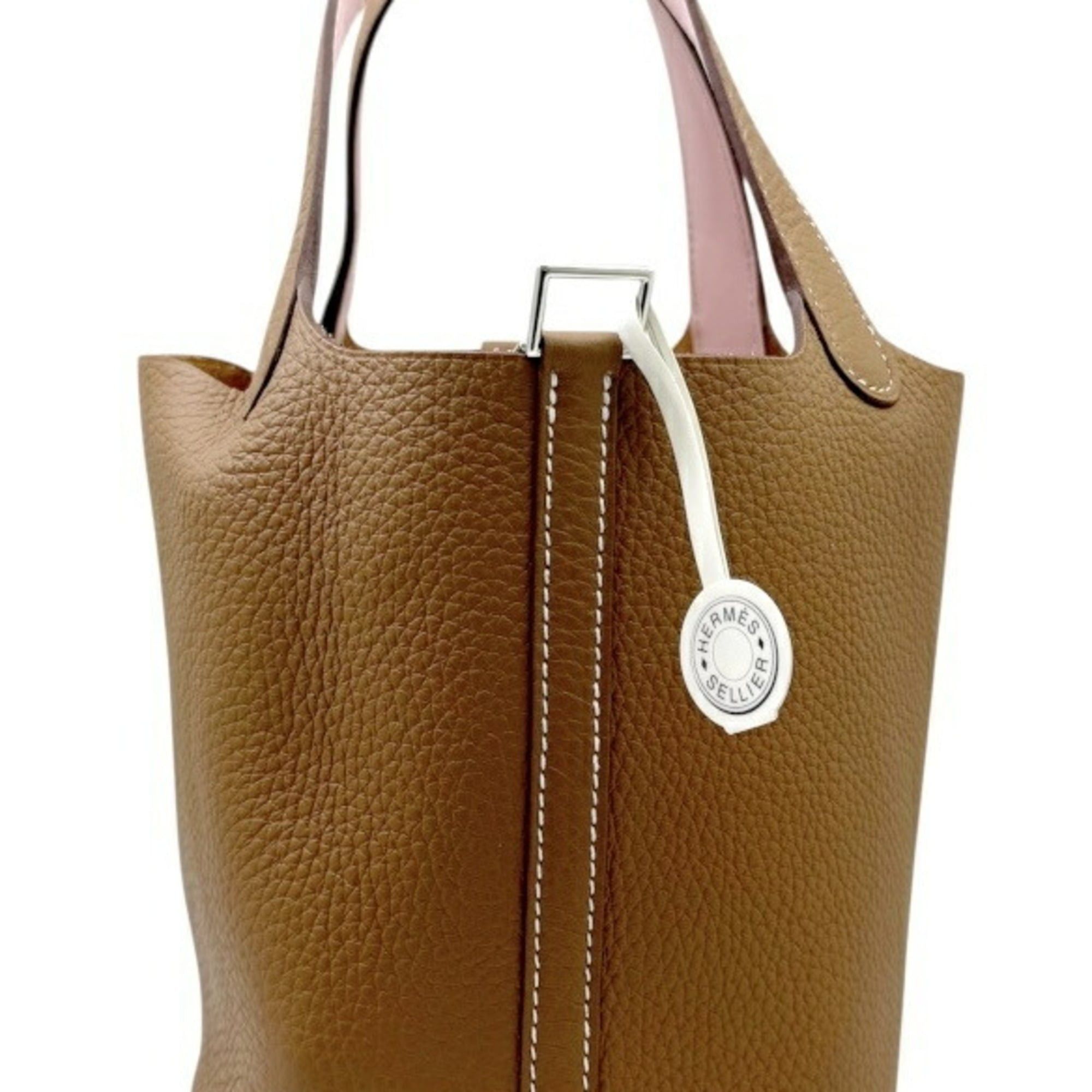 Hermes HERMES Picotin Lock PM Eclat Gold Rose Sakura Taurillon Clemence Handbag for Men and Women Size ONE SIZE - 4 Thumbnail