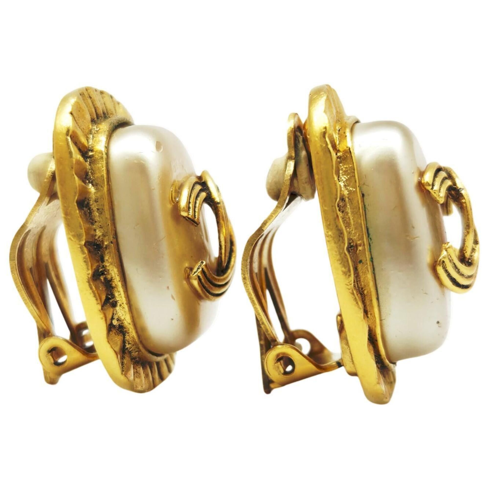 Chanel CHANEL Coco Mark Earrings, Gold, GP, Faux Pearl, 94A, Women's Size ONE SIZE - 3 Thumbnail