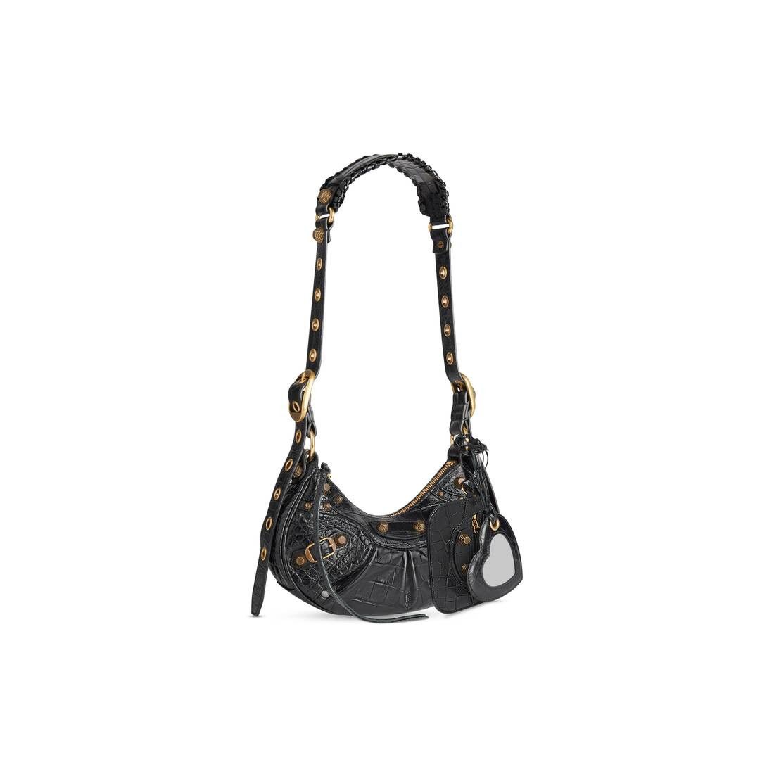 Balenciaga le cagole xs shoulder bag in extra-soft black crocodile-embossed calfskin leather with antique gold-tone hardware Size ONE SIZE - 2 Thumbnail