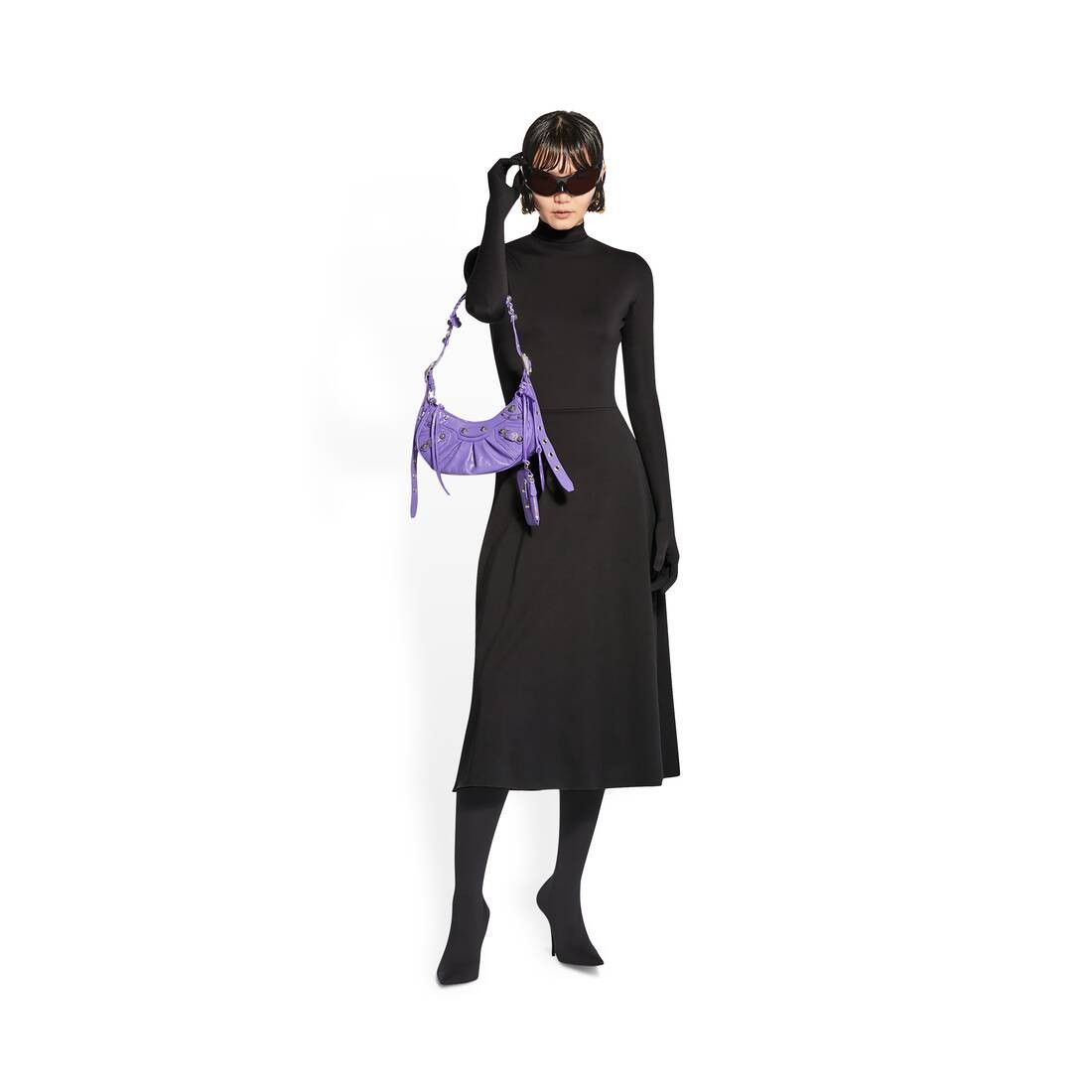 Balenciaga le cagole xs shoulder bag in purple arena lambskin leather with antique silver-tone hardware Size ONE SIZE - 3 Thumbnail