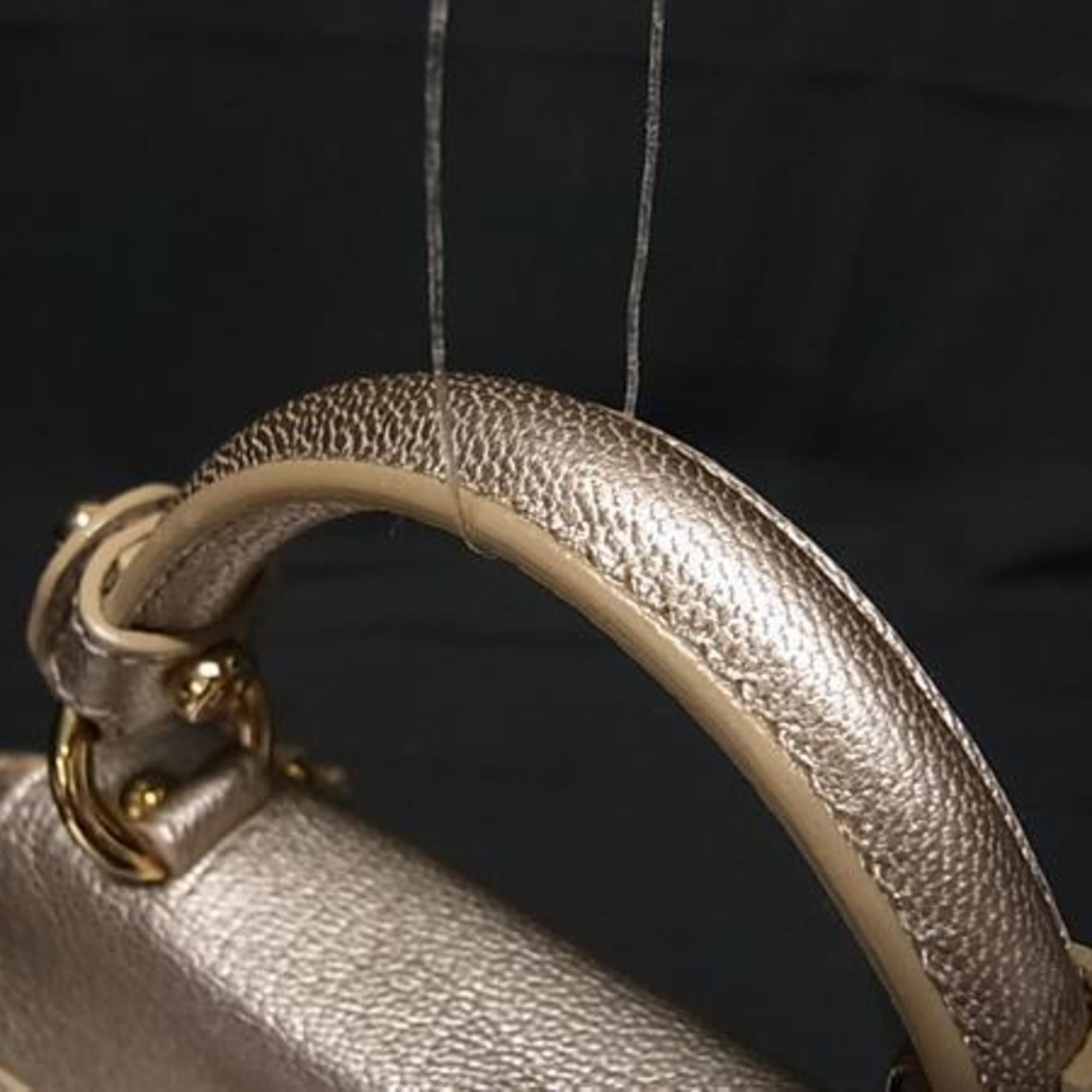 Salvatore Ferragamo Salvatore Ferragamo Gancini Mini Sofia handbag EZ21 E238 in metallic pink beige leather for women Size ONE SIZE - 3 Thumbnail