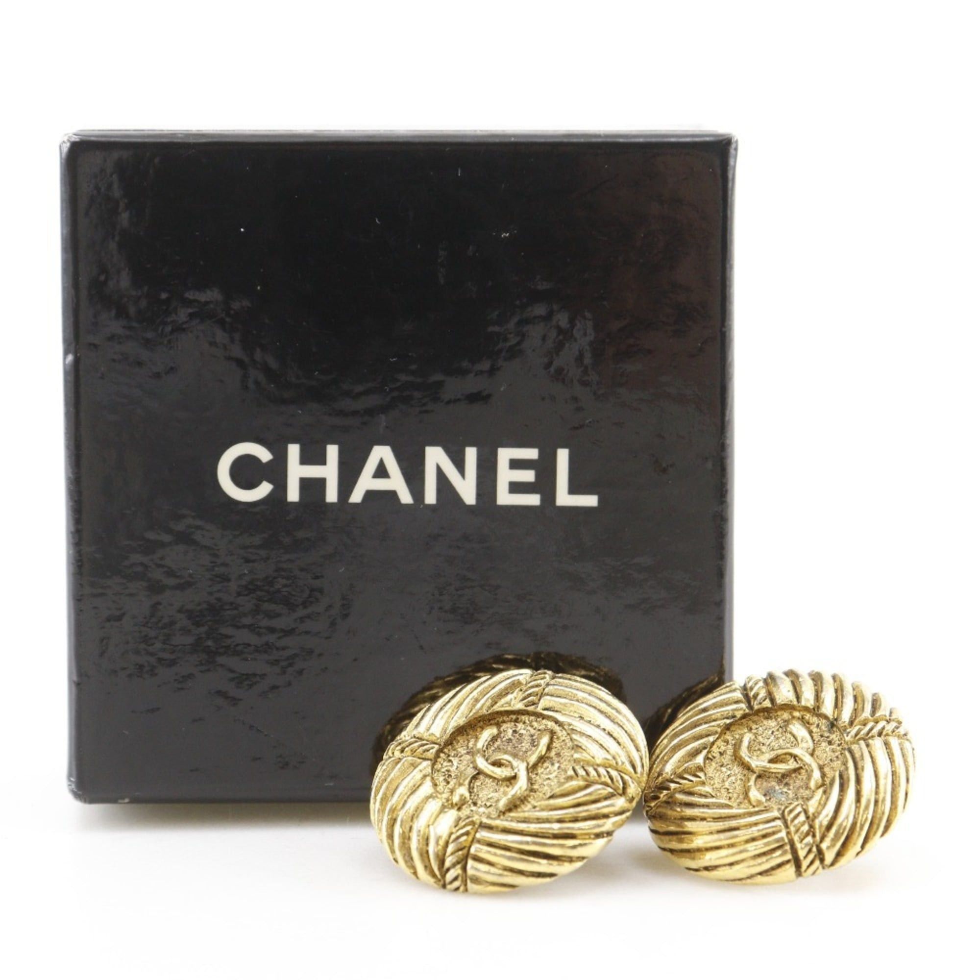 Chanel CHANEL COCO Mark Vintage Earrings, Gold Plated, Approx. 24.3g, Women's Size ONE SIZE - 9 Thumbnail