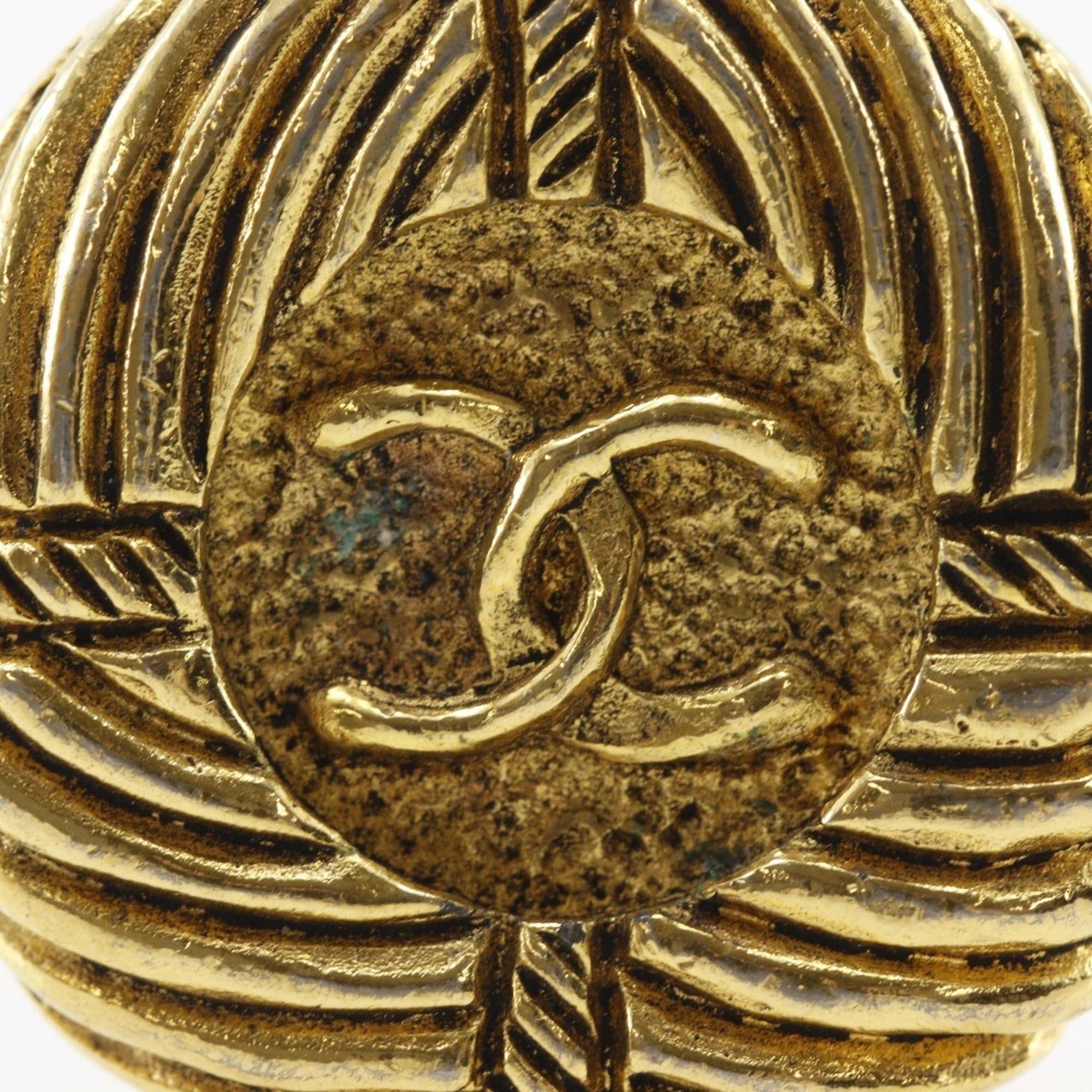 Chanel CHANEL COCO Mark Vintage Earrings, Gold Plated, Approx. 24.3g, Women's Size ONE SIZE - 6 Thumbnail