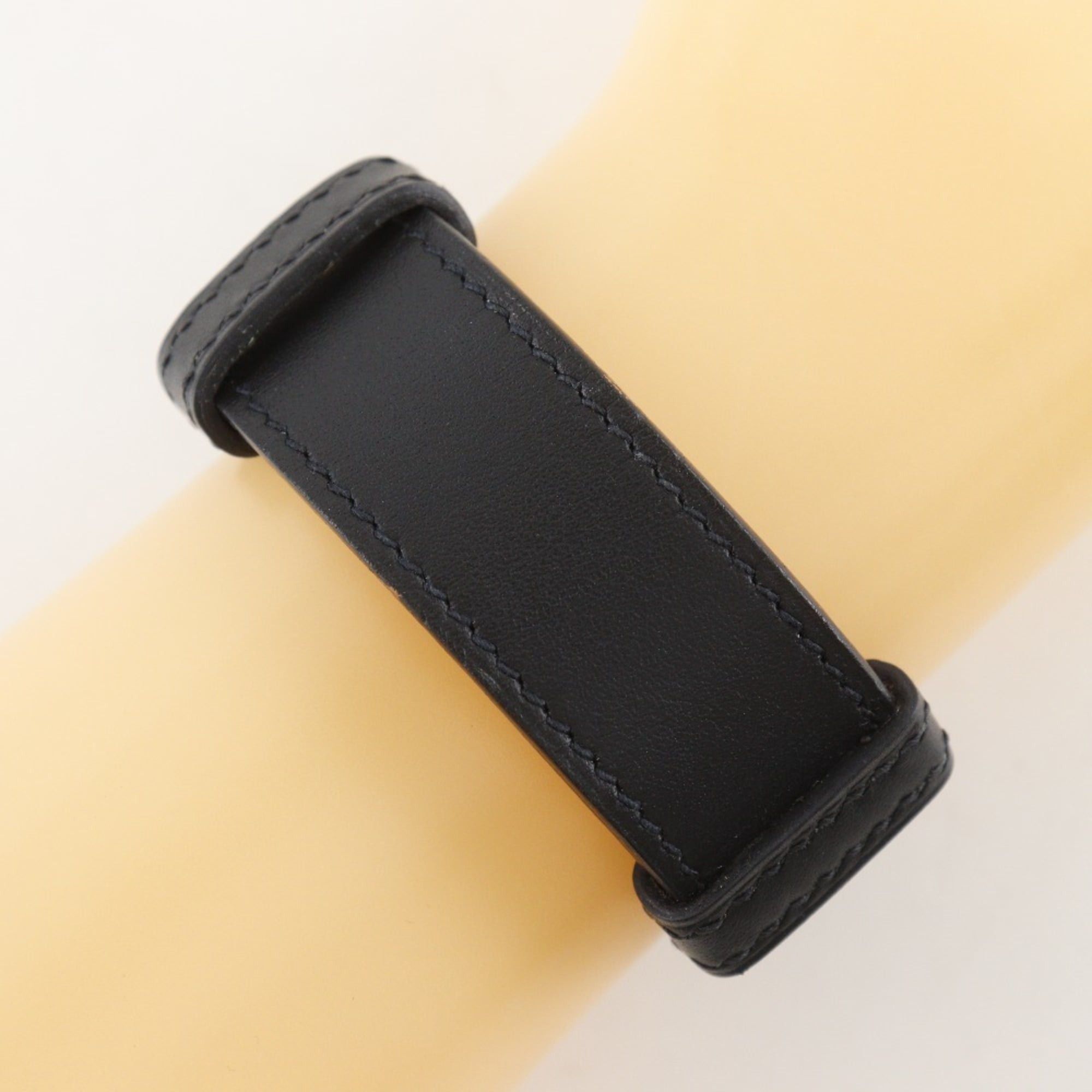 Hermes Hermes Hermès H logo bangle bracelet, Vau Chamonix, 2005, black with silver hardware, approximately 17g, logo, unisex Size ONE SIZE - 3 Thumbnail