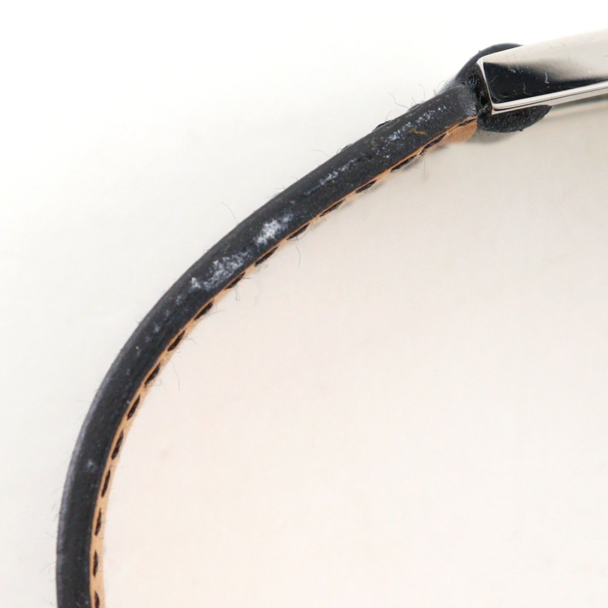 Hermes Hermes Hermès H logo bangle bracelet, Vau Chamonix, 2005, black with silver hardware, approximately 17g, logo, unisex Size ONE SIZE - 5 Thumbnail