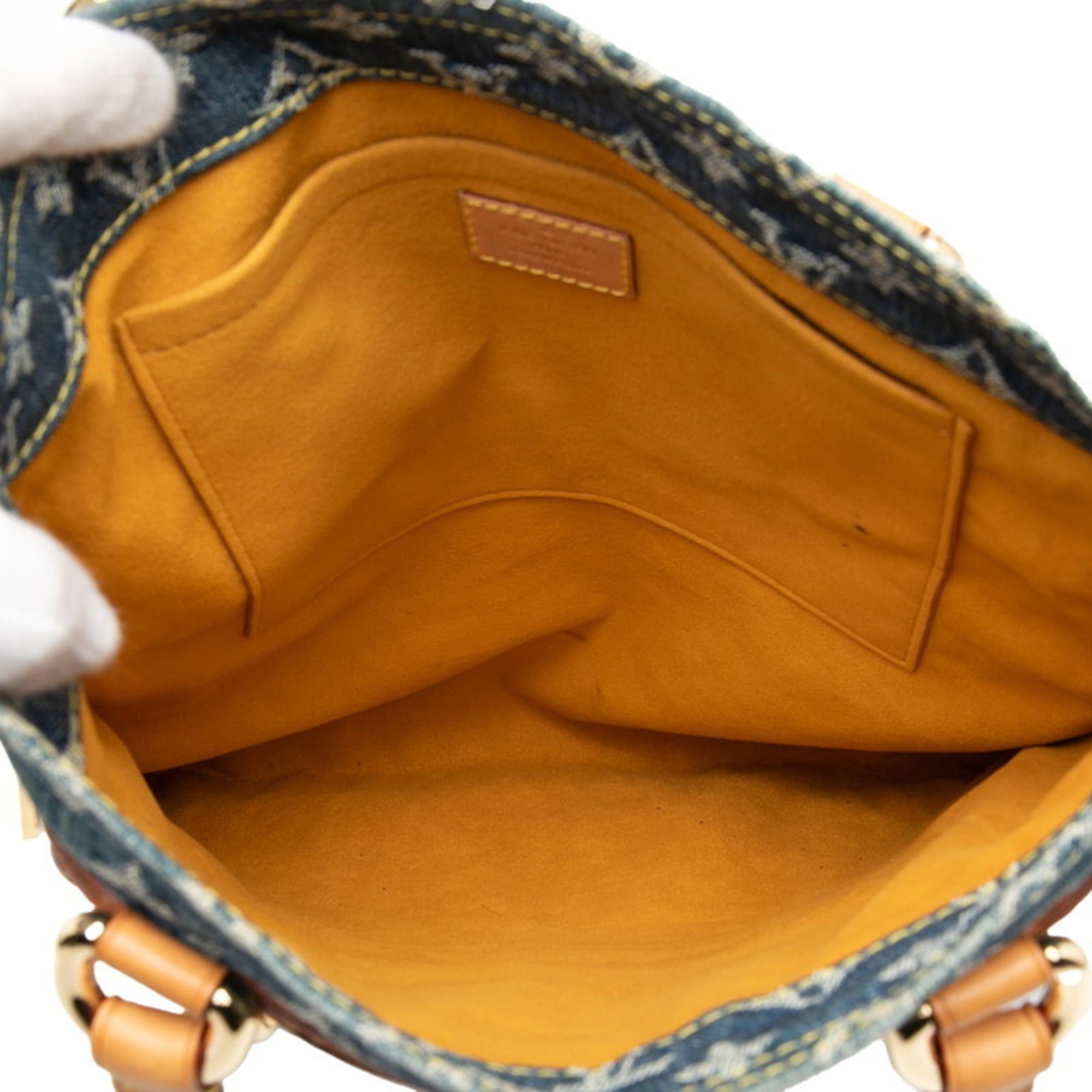 Louis Vuitton Louis Vuitton Monogram Denim Flat Shopper Tote Bag/Handbag M95018 in Indigo Blue Canvas and Leather, Women's LOUIS VUITTON Size ONE SIZE - 4 Thumbnail