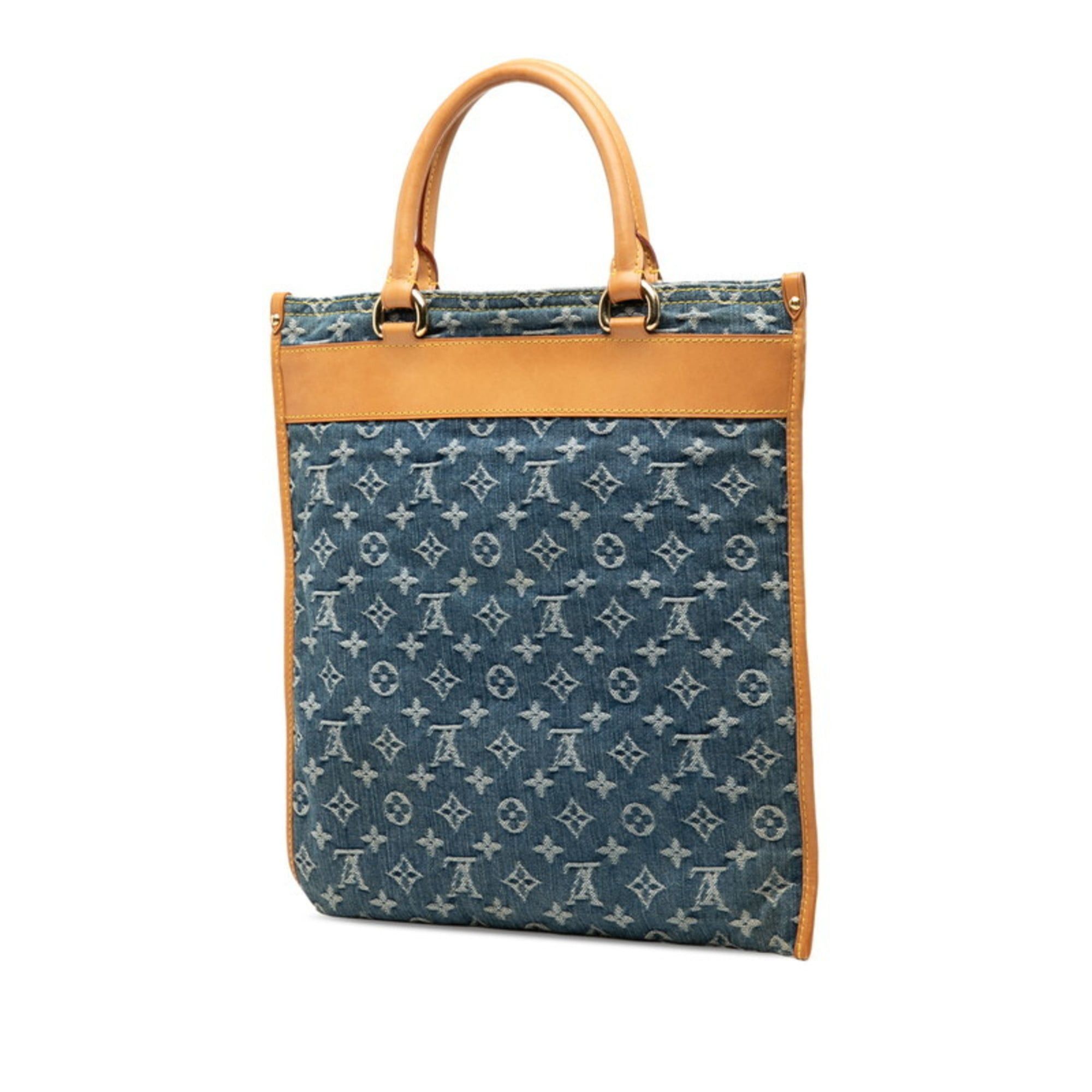 Louis Vuitton Louis Vuitton Monogram Denim Flat Shopper Tote Bag/Handbag M95018 in Indigo Blue Canvas and Leather, Women's LOUIS VUITTON Size ONE SIZE - 2 Thumbnail
