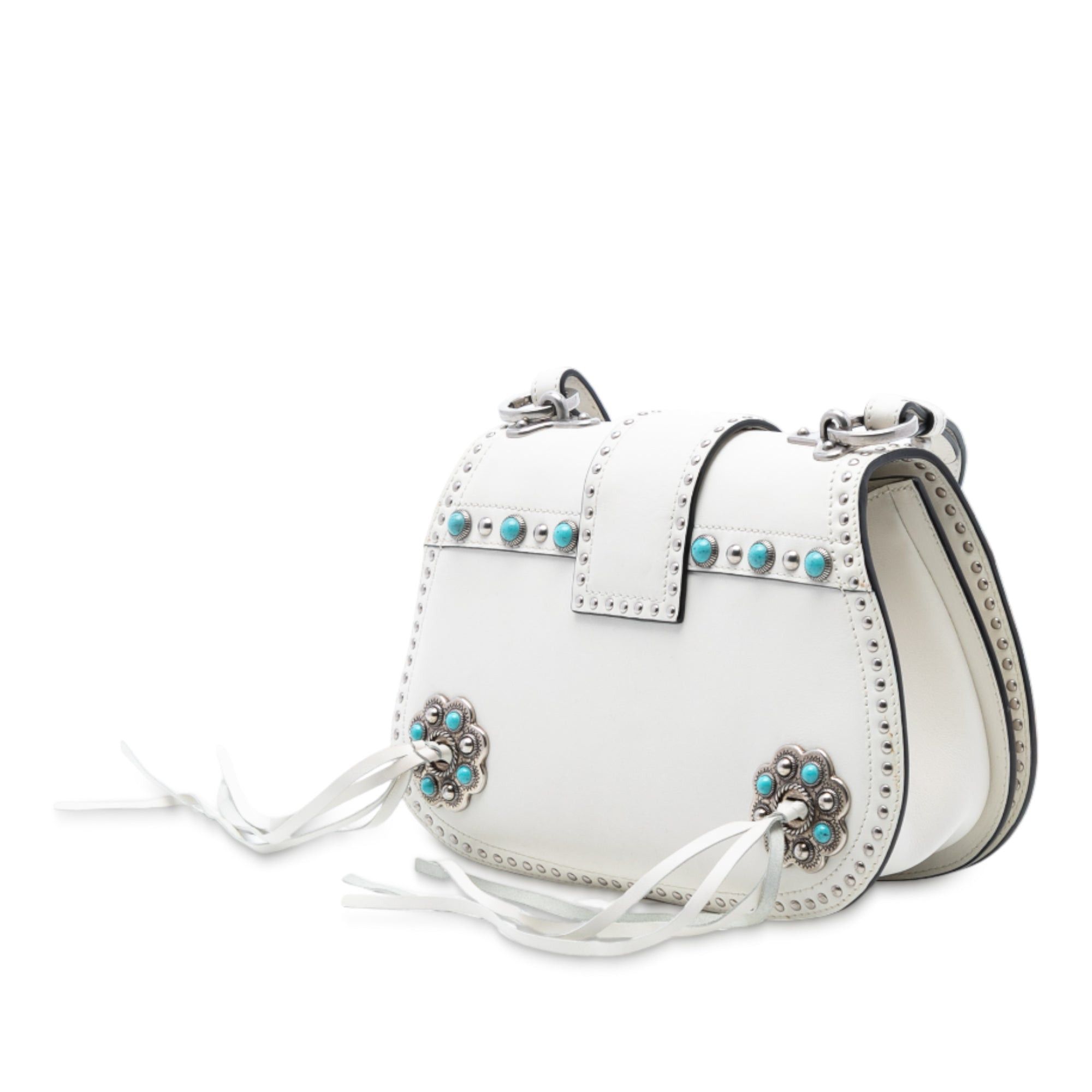 Prada City Calf Studded Folk Corsiere Satchel Size ONE SIZE - 2 Thumbnail