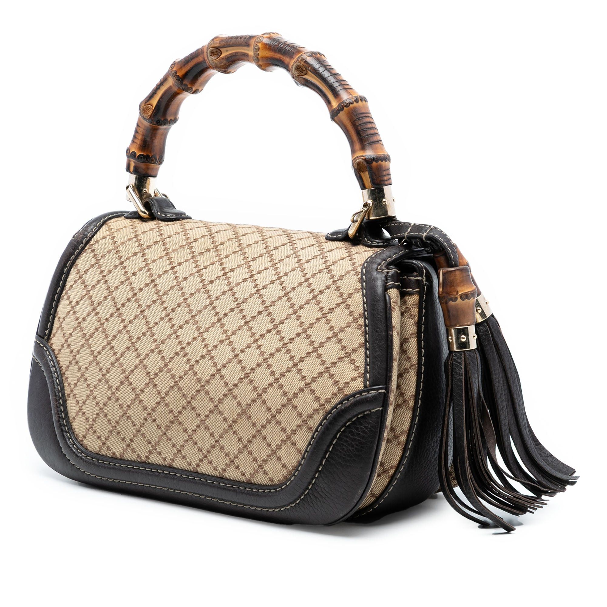 Gucci Medium Diamante Canvas New Bamboo Satchel Size ONE SIZE - 2 Thumbnail