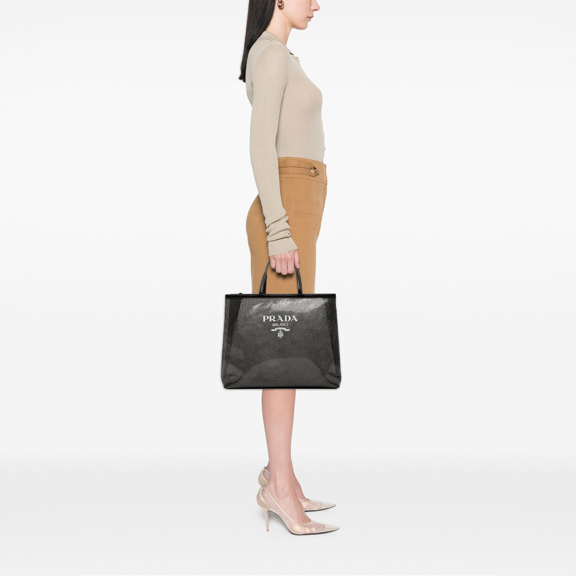 Prada Large Sequined Mesh Logo Tote Size ONE SIZE - 7 Thumbnail