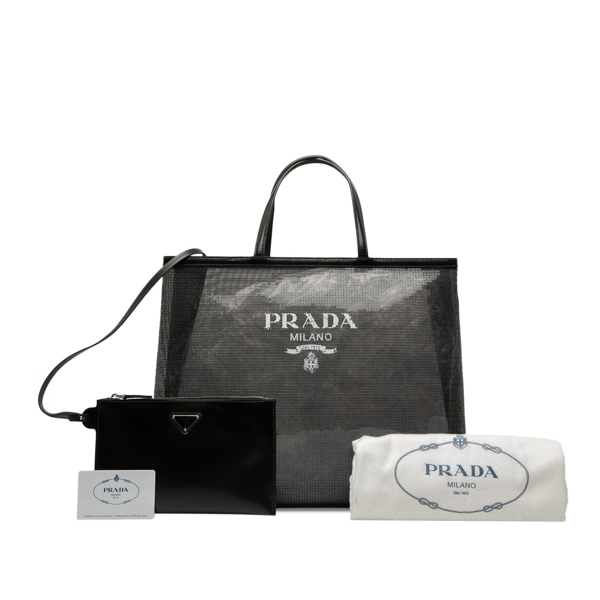 Prada Large Sequined Mesh Logo Tote Size ONE SIZE - 8 Thumbnail