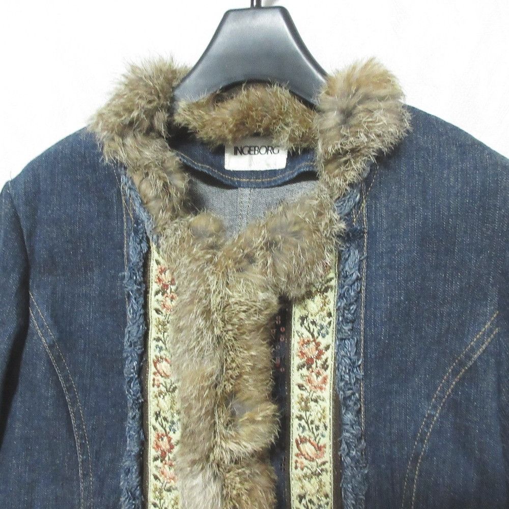 Other Other INGEBORG Rabbit Fur Denim Jacket Textile Outerwear DUTY FREE for USA Size ONE SIZE - 3 Thumbnail