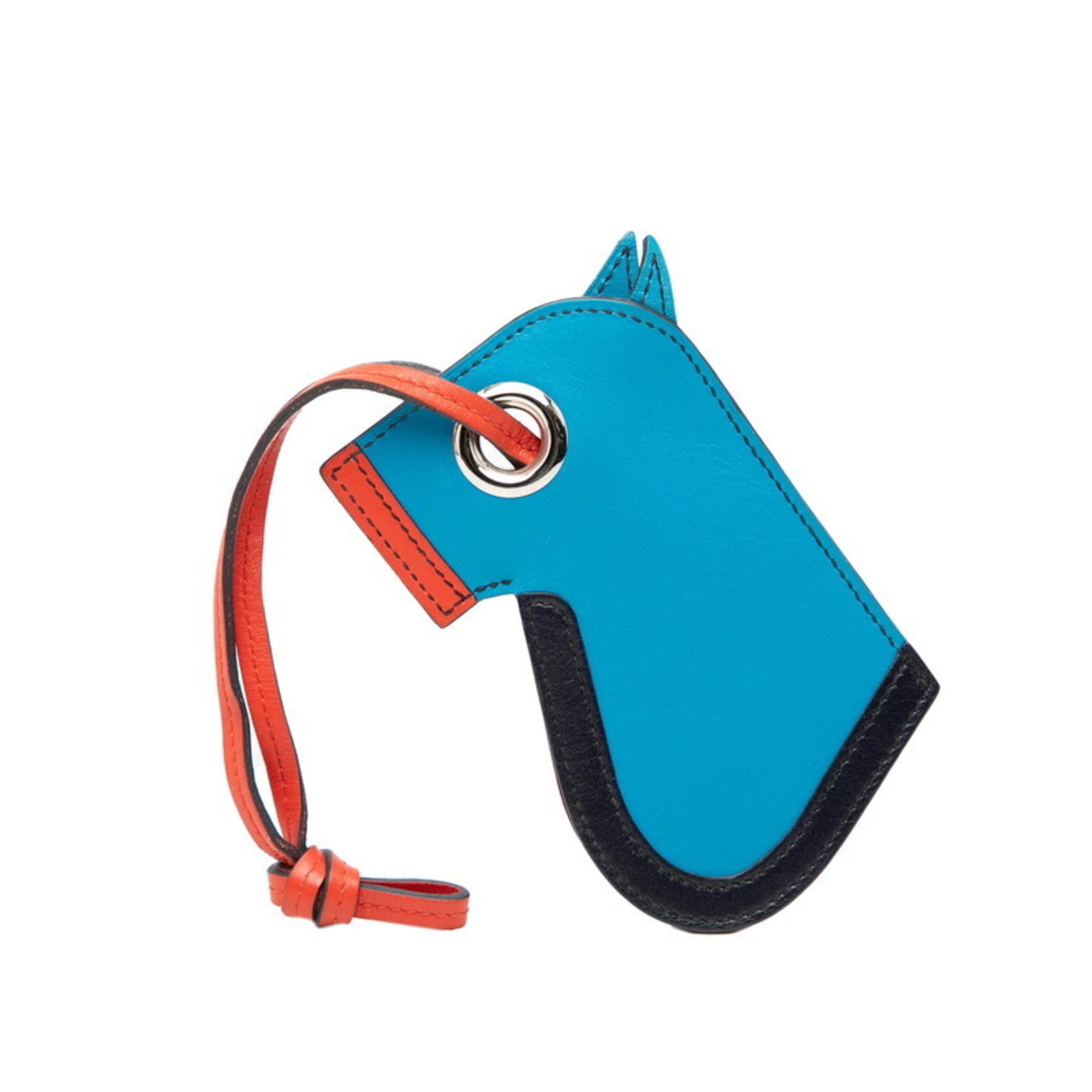 Hermes Hermès Camaieu Accessory Bag Charm Keychain Blue Zanzibar Orange Poppy Tadelakt Women's HERMES Size ONE SIZE - 2 Thumbnail