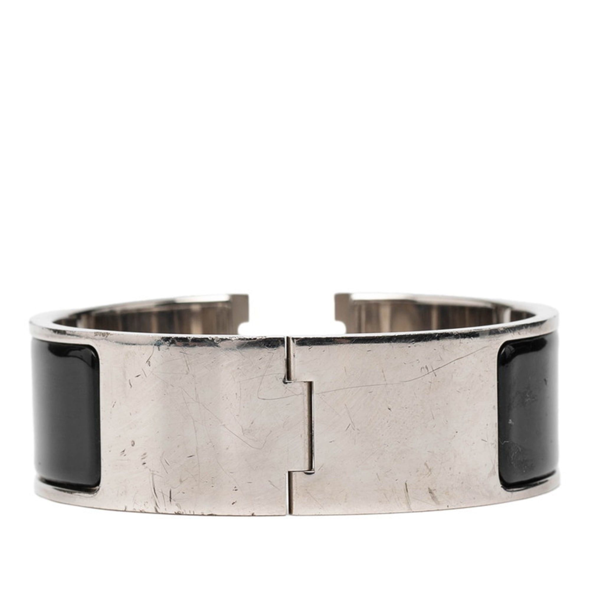 Hermes Hermes Hermès Click-Clack H PM Bracelet in Silver, Black Metal, and Enamel for Women Size ONE SIZE - 3 Thumbnail