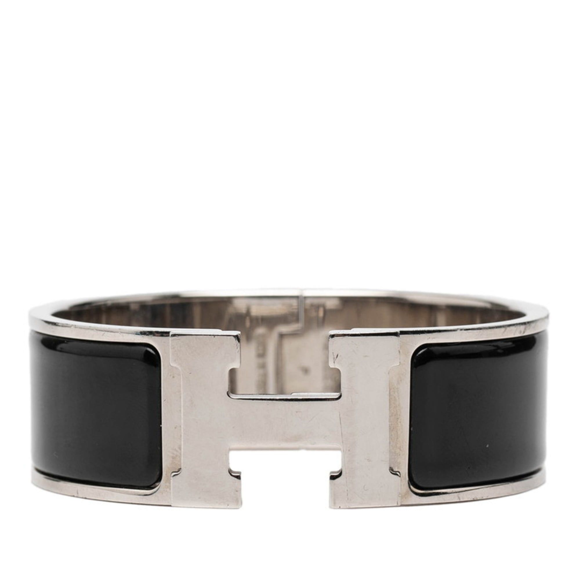 Hermes Hermes Hermès Click-Clack H PM Bracelet in Silver, Black Metal, and Enamel for Women Size ONE SIZE - 2 Thumbnail