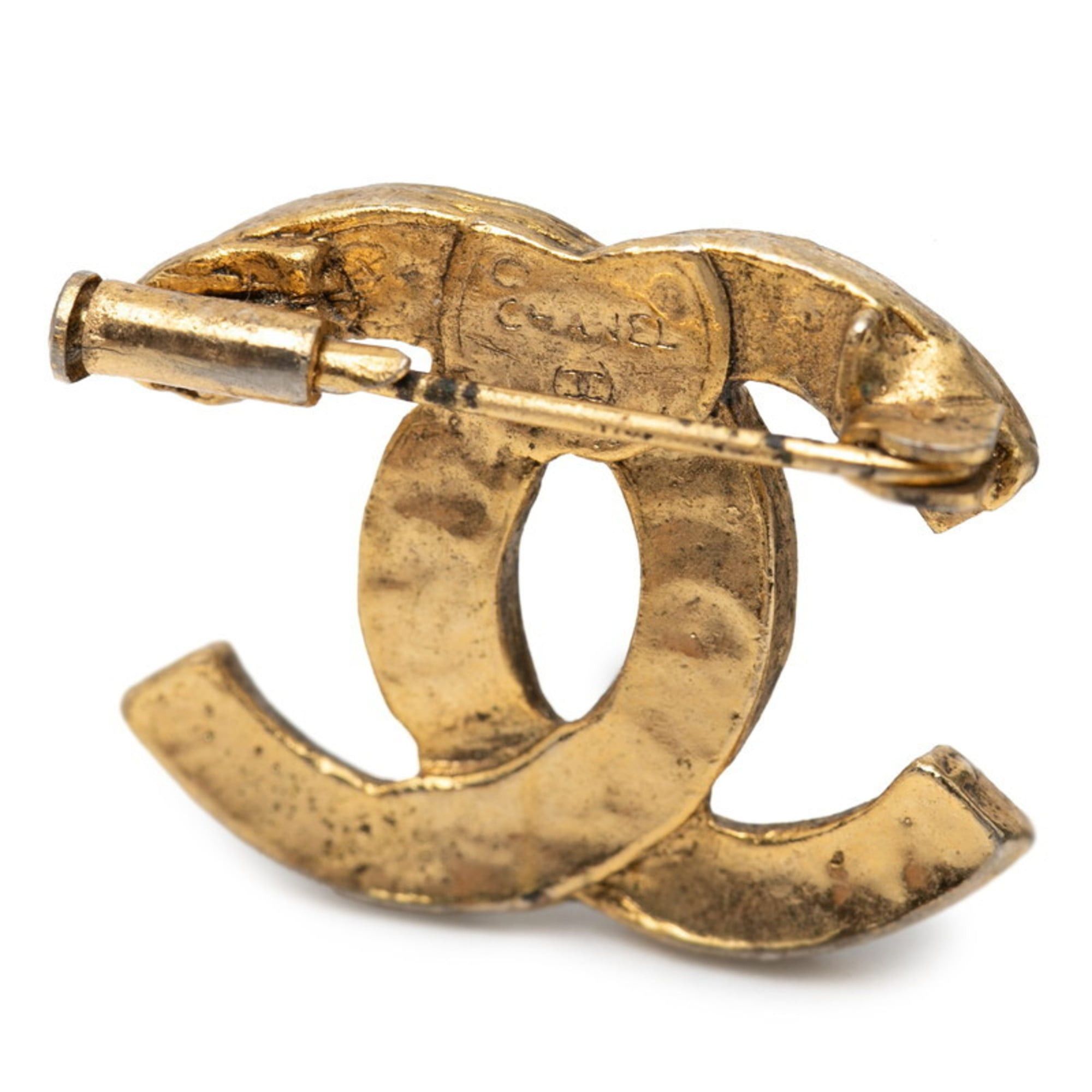 Chanel Chanel Coco Mark Rhinestone Brooch, Gold Plated, Women's, CHANEL Size ONE SIZE - 3 Thumbnail
