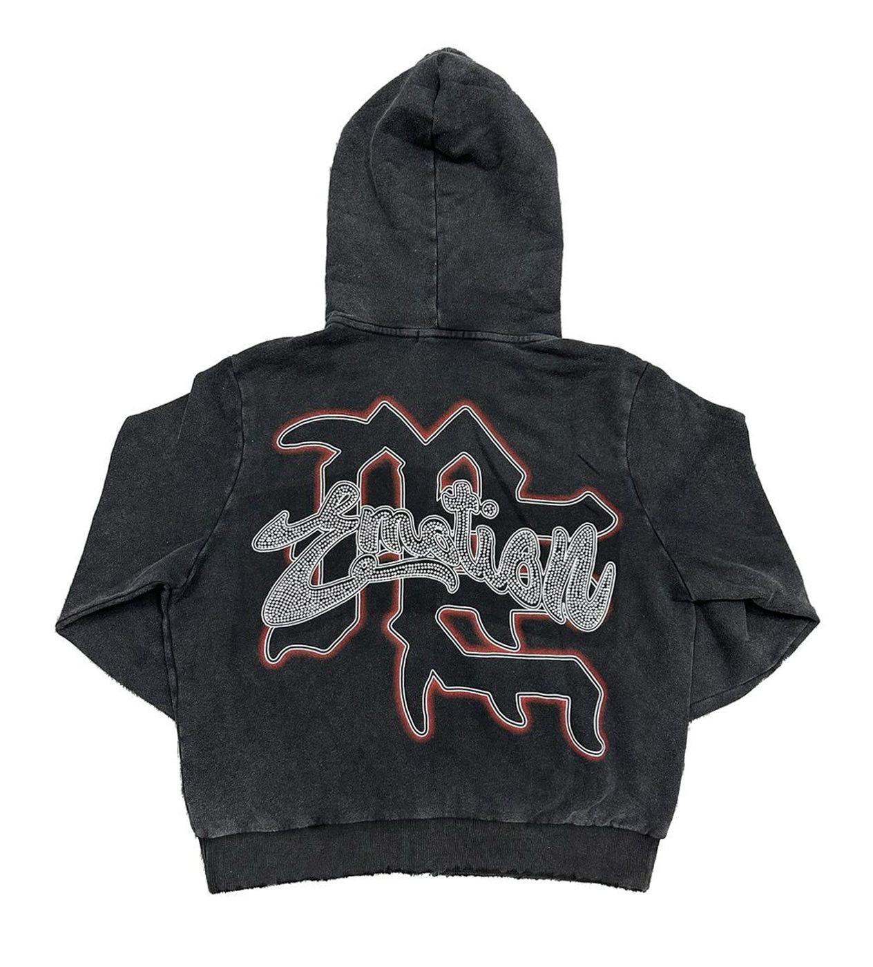Other Mixed Emotions Rhinestone Hoodie Acid Wash Black Size US XXL / EU 58 / 5 - 2 Thumbnail