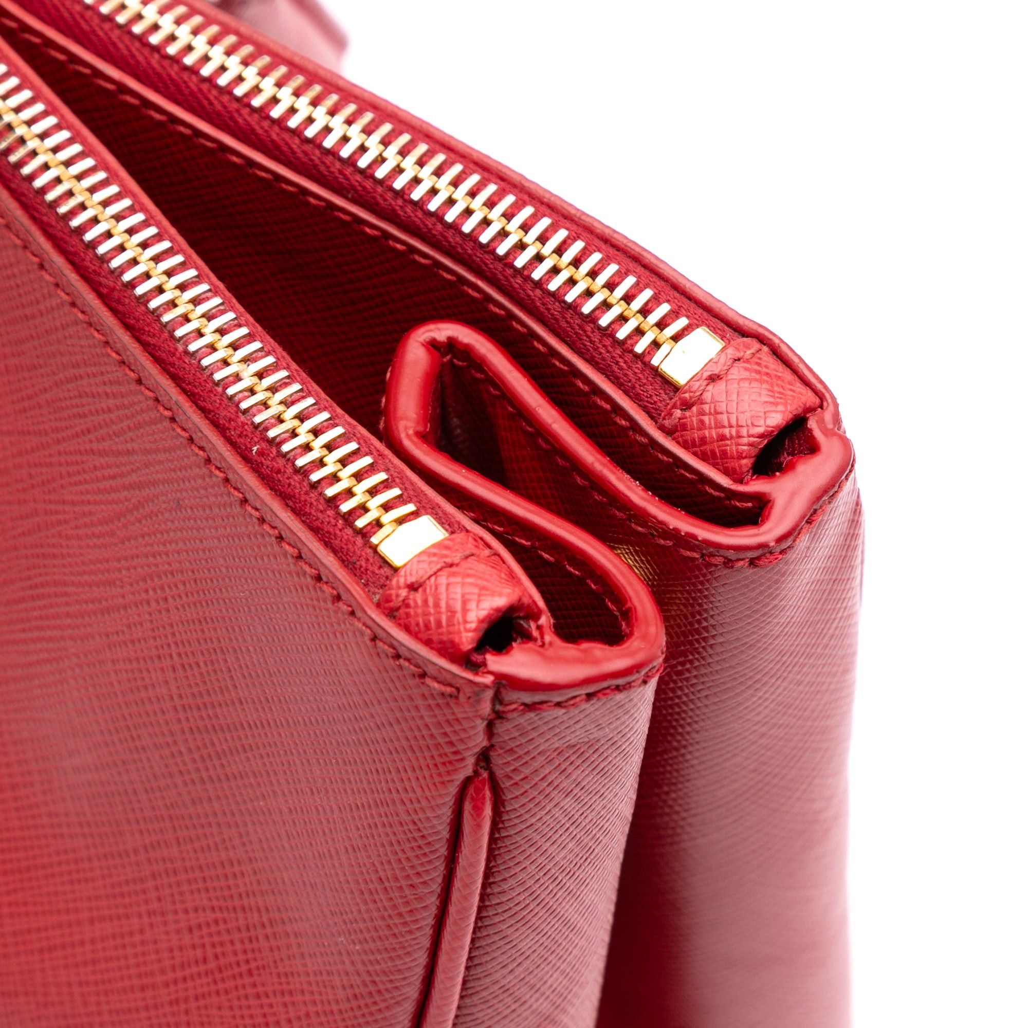 Large Saffiano Lux Galleria Double Zip Satchel