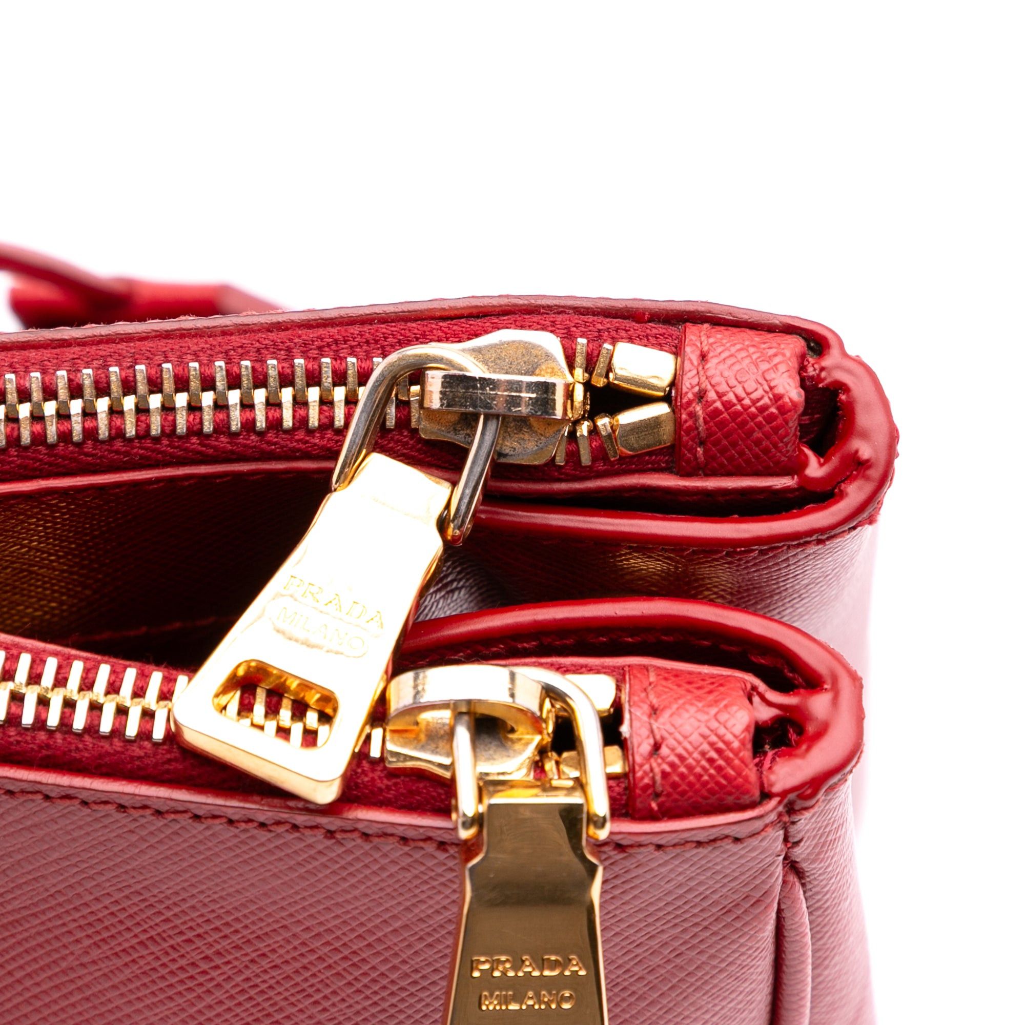 Large Saffiano Lux Galleria Double Zip Satchel