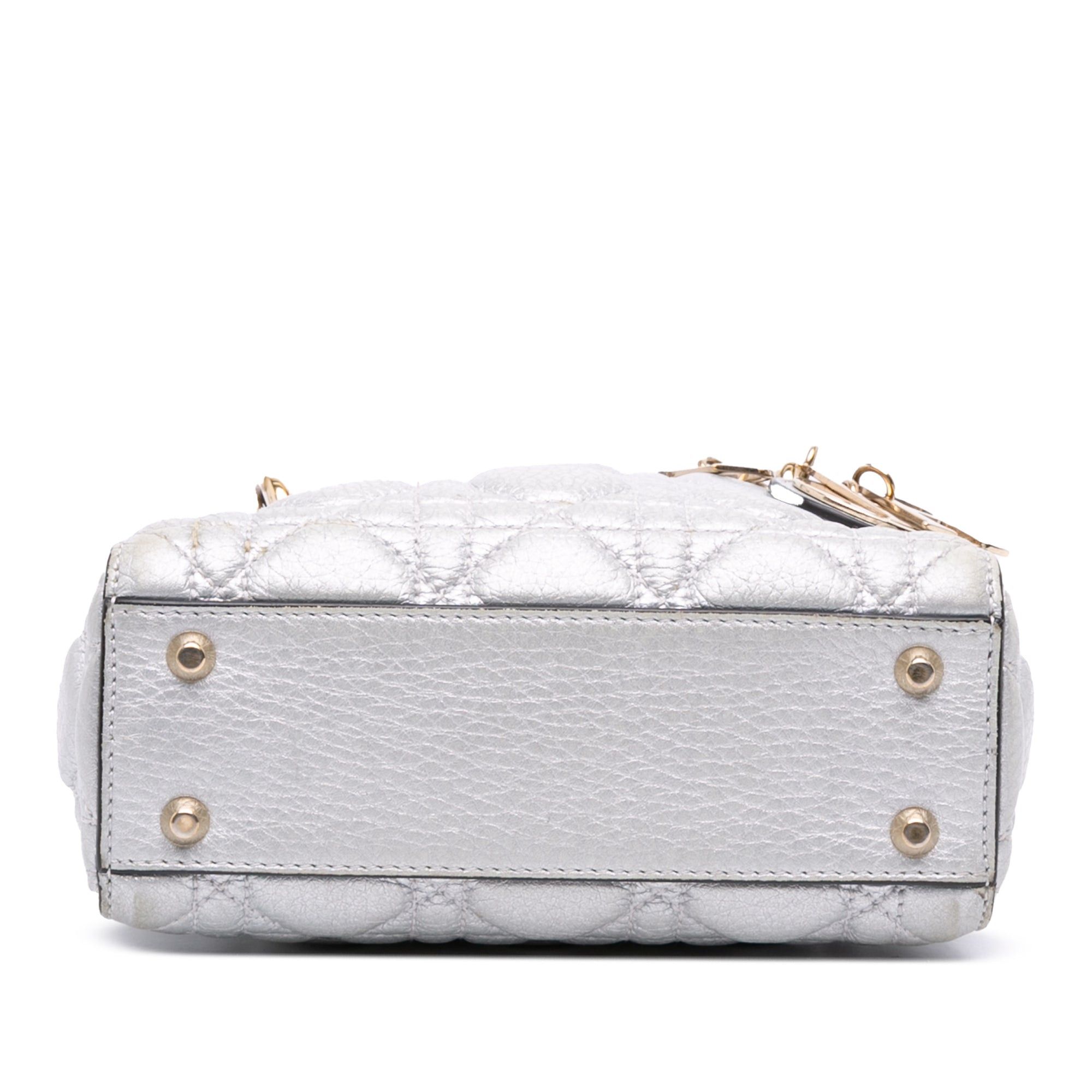 Dior Mini Metallic Grained Calfskin Cannage Lady Dior Size ONE SIZE - 3 Thumbnail