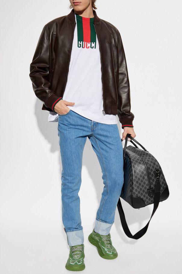 Gucci $6.5K VALUE GUCCI BROWN LEATHER BOMBER JACKET Size US XXL / EU 58 / 5 - 4 Thumbnail