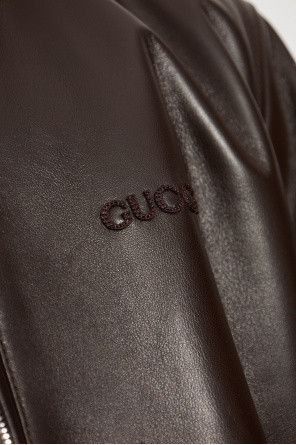 Gucci $6.5K VALUE GUCCI BROWN LEATHER BOMBER JACKET Size US XXL / EU 58 / 5 - 5 Thumbnail