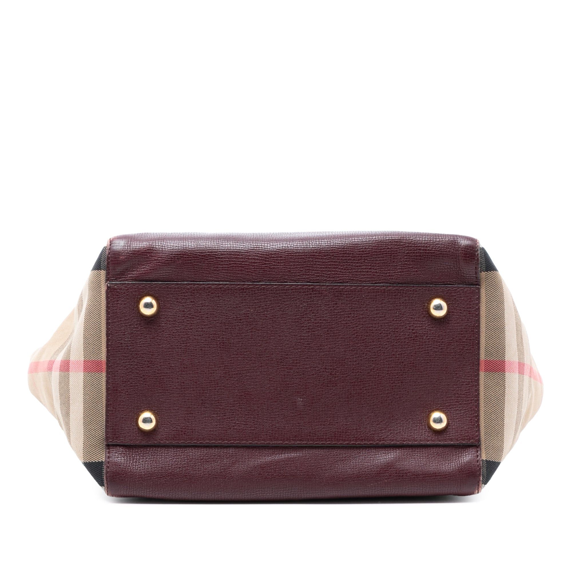 Burberry Small Leather and House Check Canvas Canterbury Tote Size ONE SIZE - 3 Thumbnail
