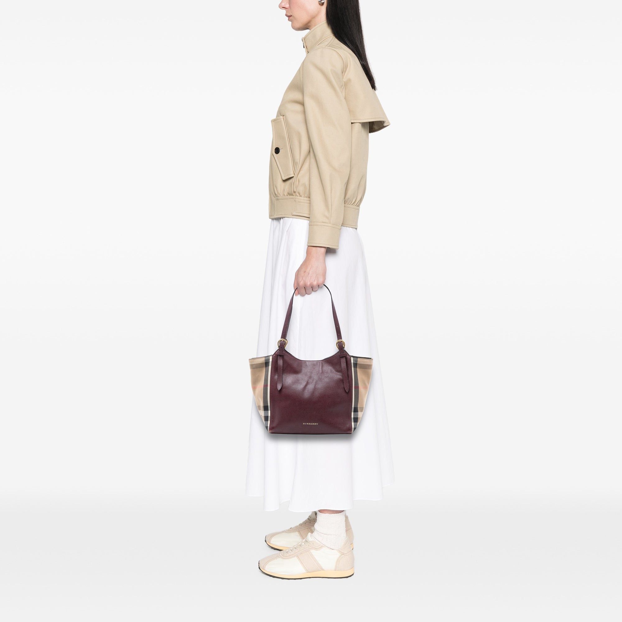 Burberry Small Leather and House Check Canvas Canterbury Tote Size ONE SIZE - 7 Thumbnail