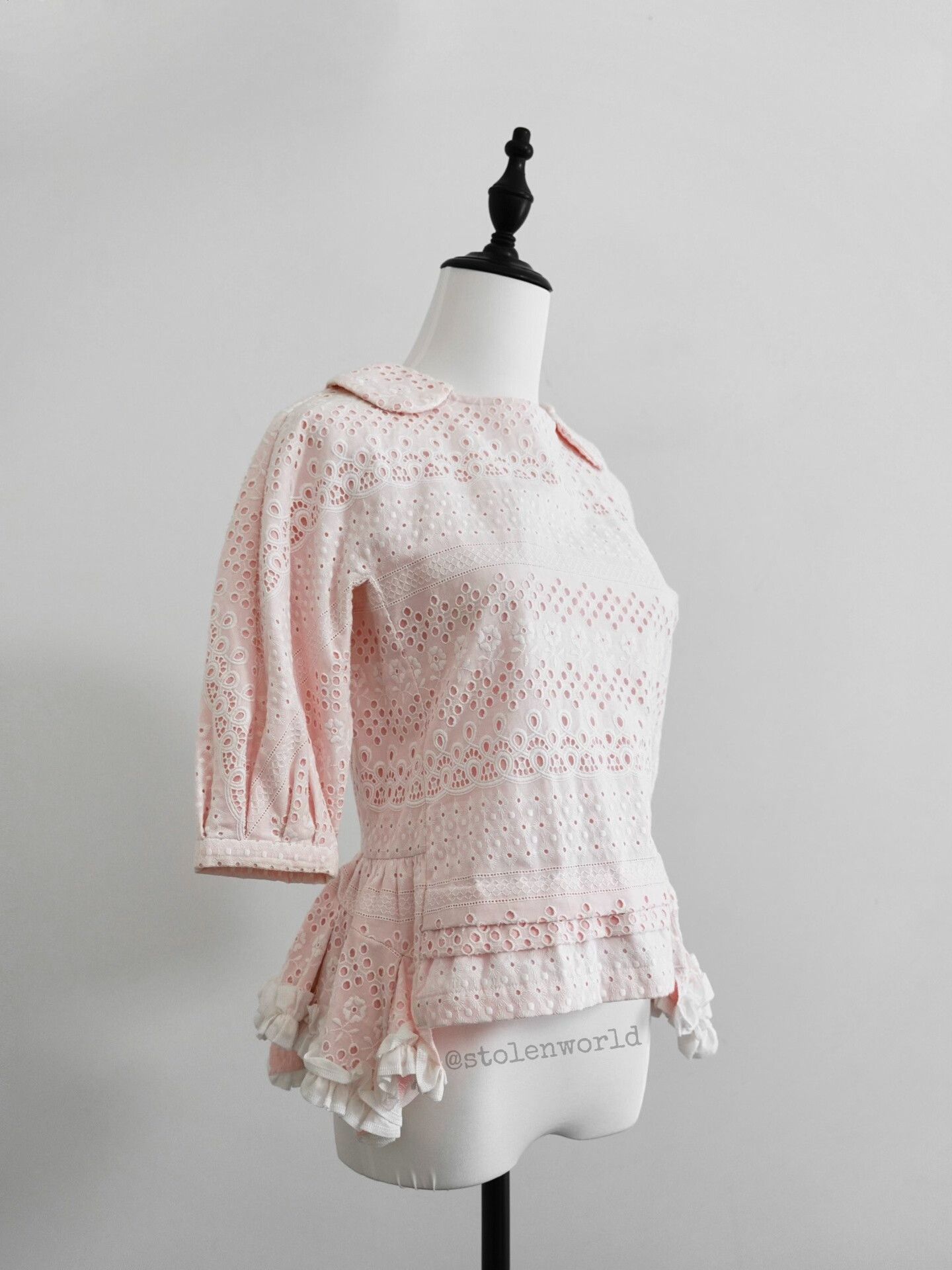 Comme des Garcons CDG Light Pink Embroidered Frill Top Size XS / US 0-2 / IT 36-38 - 3 Thumbnail