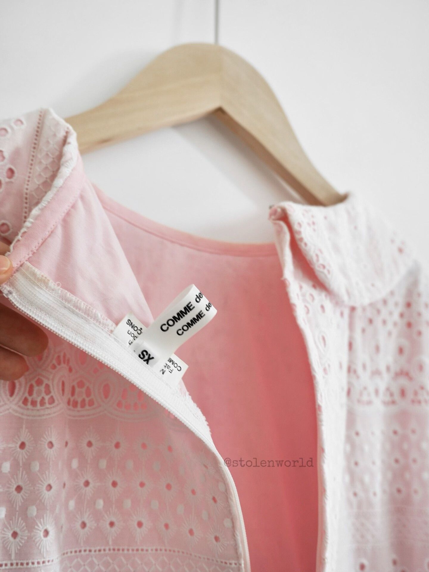 Comme des Garcons CDG Light Pink Embroidered Frill Top Size XS / US 0-2 / IT 36-38 - 8 Thumbnail