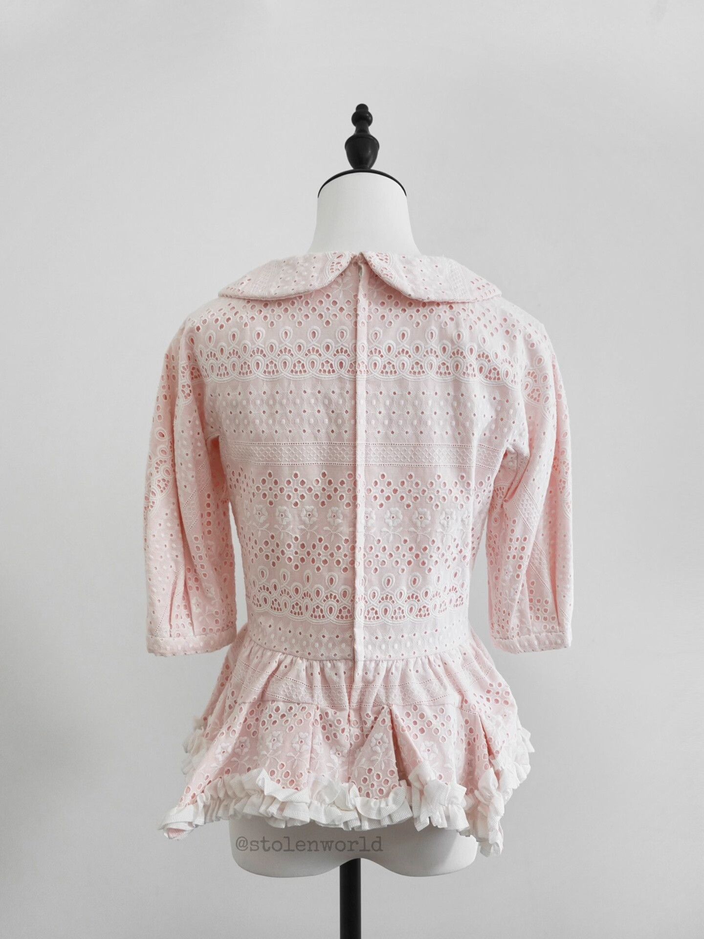 Comme des Garcons CDG Light Pink Embroidered Frill Top Size XS / US 0-2 / IT 36-38 - 2 Thumbnail