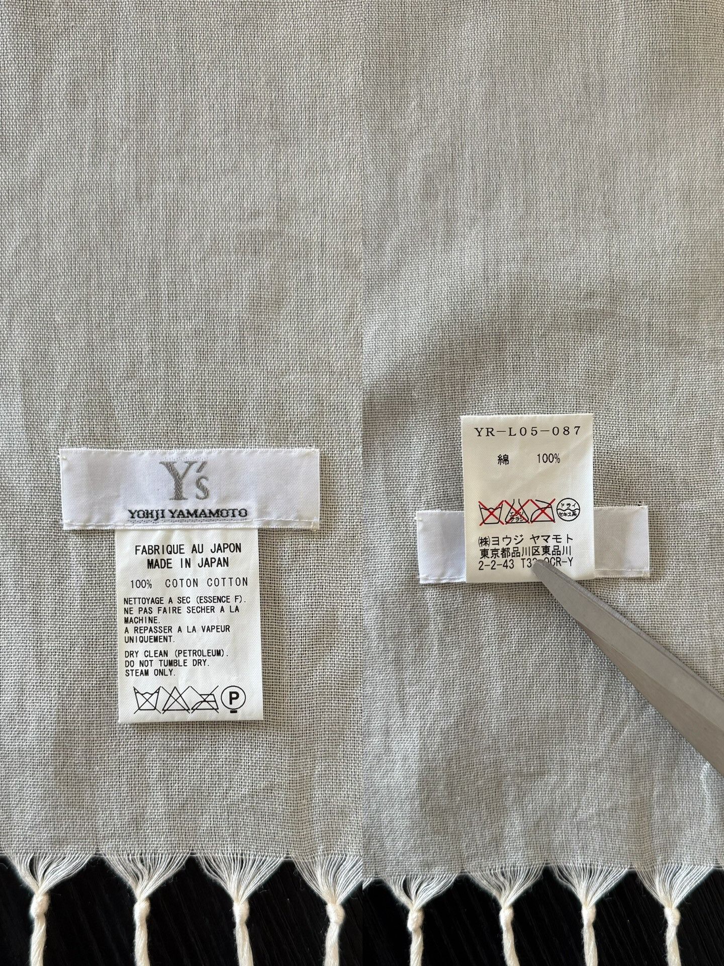 Yohji Yamamoto Yohji Yamamoto Y's 06SS Cotton Scarf Size ONE SIZE - 8 Thumbnail