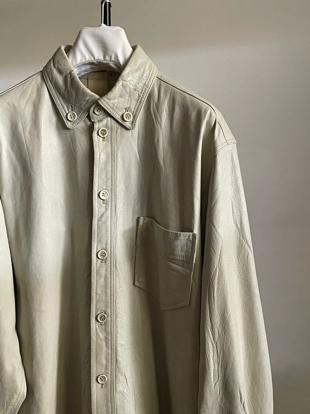 Yohji Yamamoto Yohji Yamamoto 90s Vintage White Leather Jacket Size US M / EU 48-50 / 2 - 5 Thumbnail
