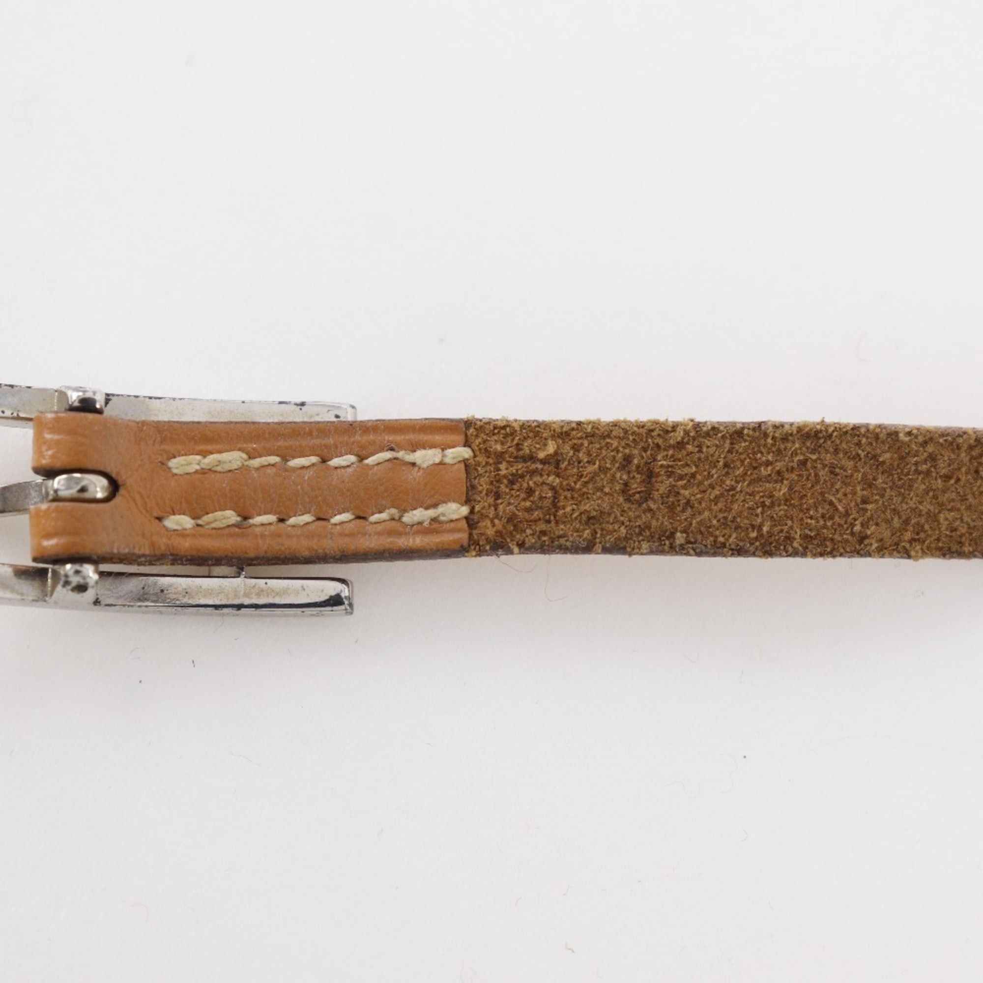 Hermes Hermes Hermès Api 3 Bracelet/Choker, Brown Leather with Silver Hardware, Approx. 11g, Unisex Size ONE SIZE - 10 Thumbnail
