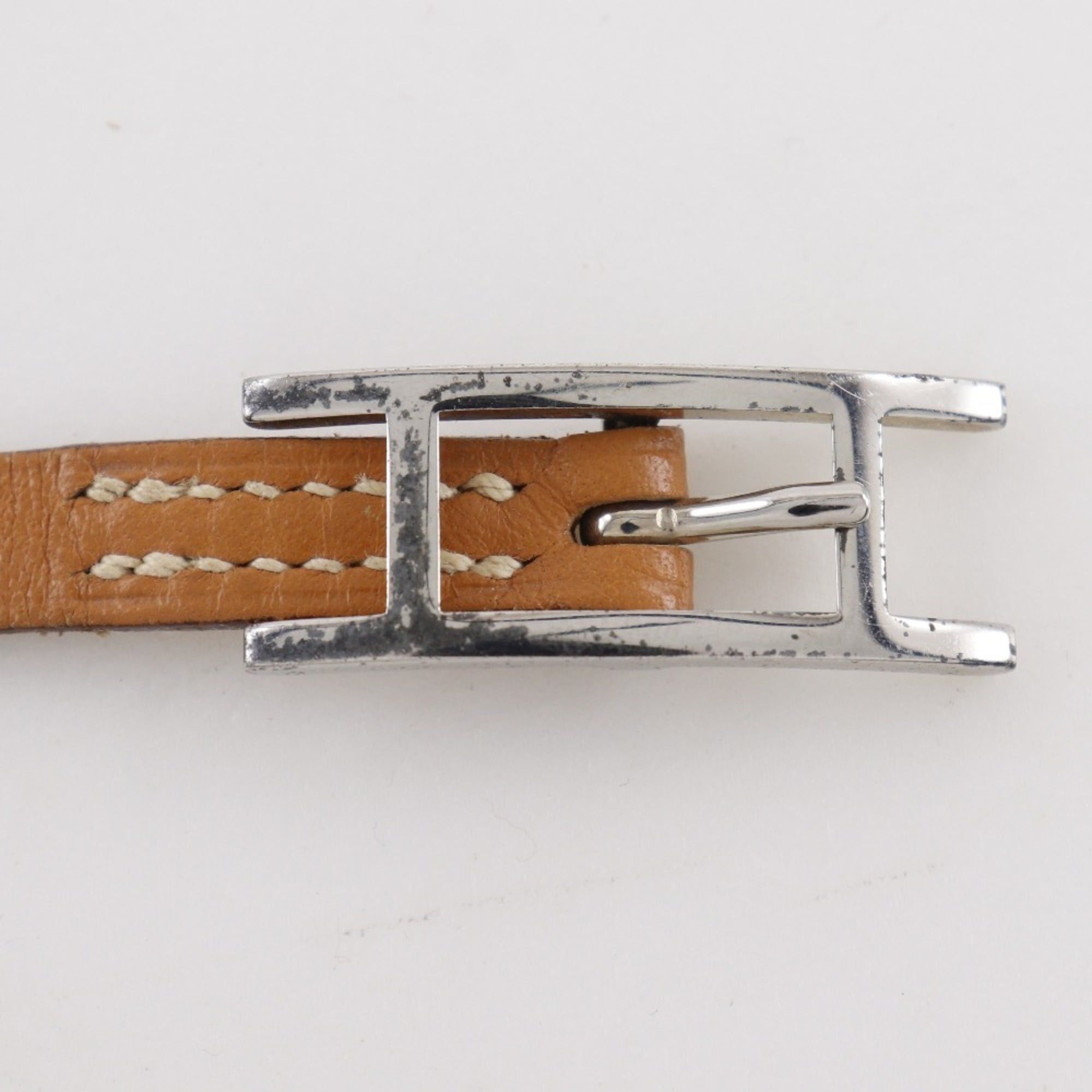 Hermes Hermes Hermès Api 3 Bracelet/Choker, Brown Leather with Silver Hardware, Approx. 11g, Unisex Size ONE SIZE - 6 Thumbnail