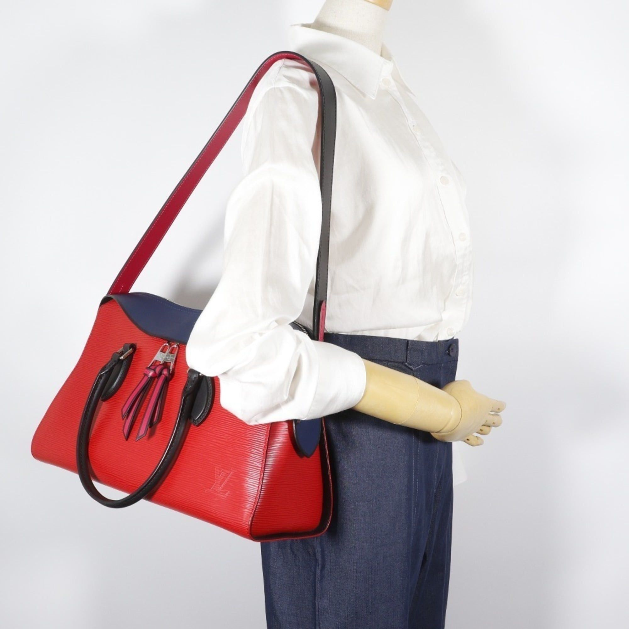 Louis Vuitton Louis Vuitton Tuileries Tote Handbag, 2-Way Shoulder Bag, M53544, Epi Leather, 2018, Red/Navy, FL2128, 2-Way, A5, Double Zipper, Women's Size ONE SIZE - 20 Thumbnail