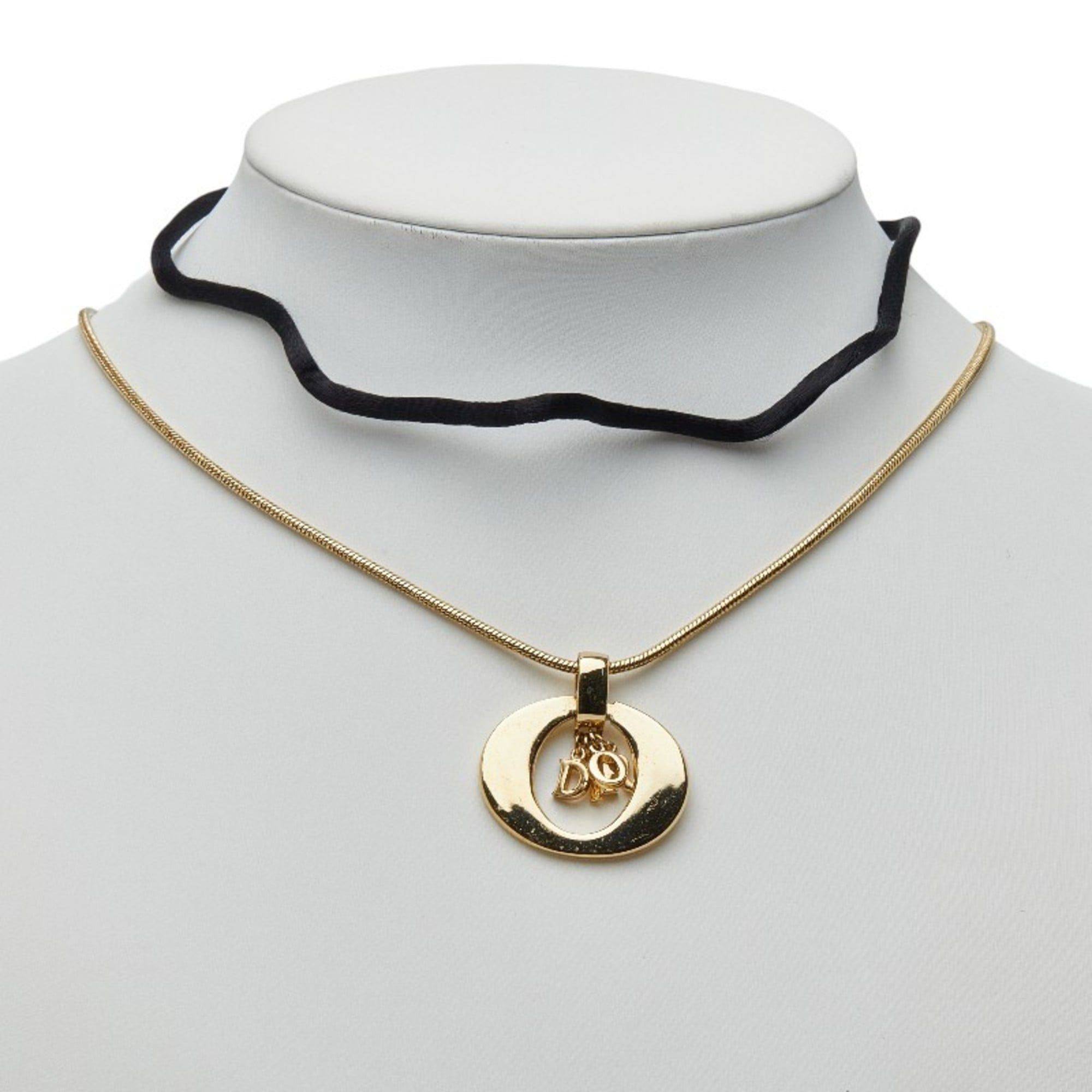 Dior Christian Dior Dior Logo Circle Necklace and Choker Set in Gold Black Plated for Women Size ONE SIZE - 9 Thumbnail