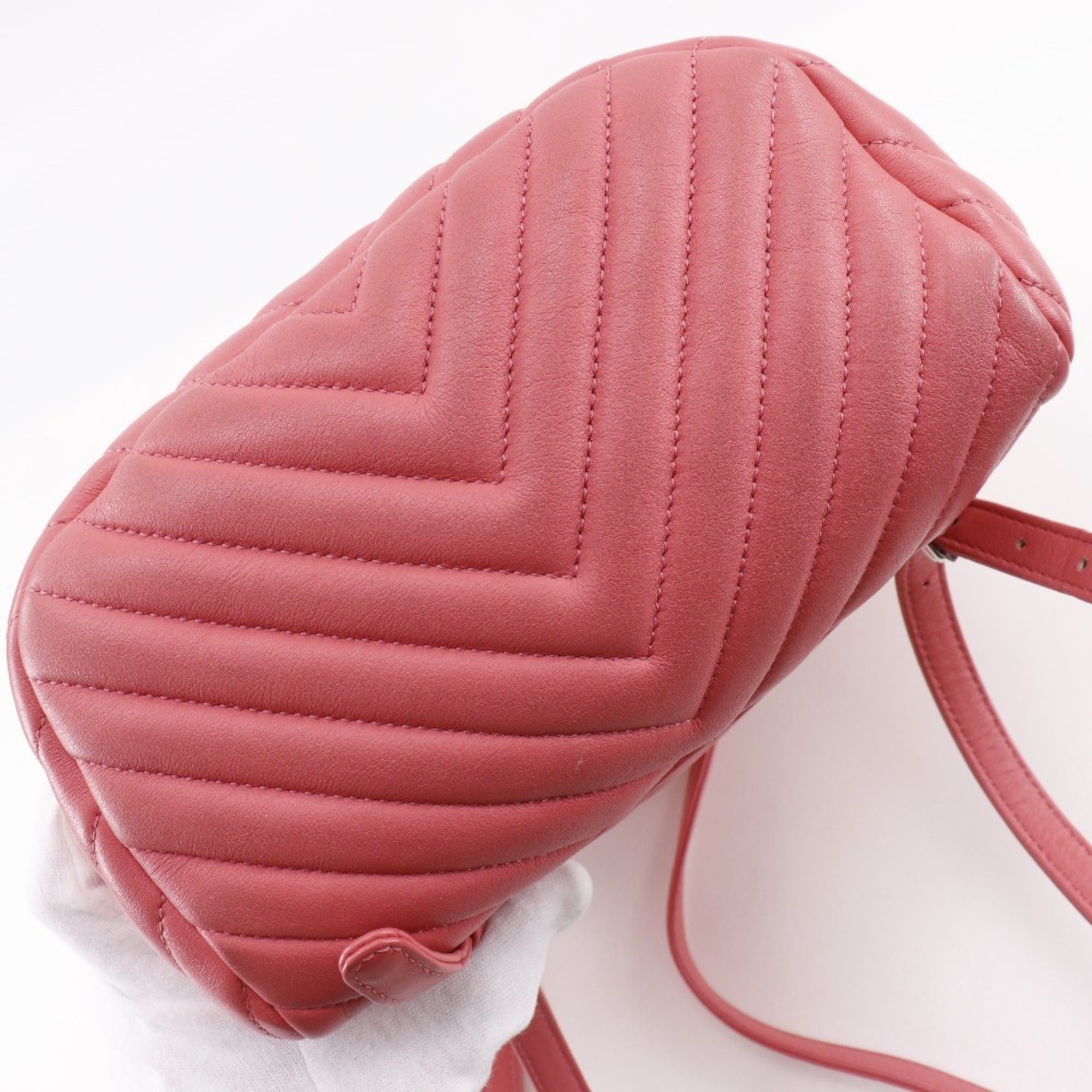 Chanel CHANEL Chevron Backpack/Daypack, V-Stitch Chain Backpack A91121, Lambskin Pink, 2-Way, A5, Turn Lock, Chevron, Women's Size ONE SIZE - 12 Thumbnail